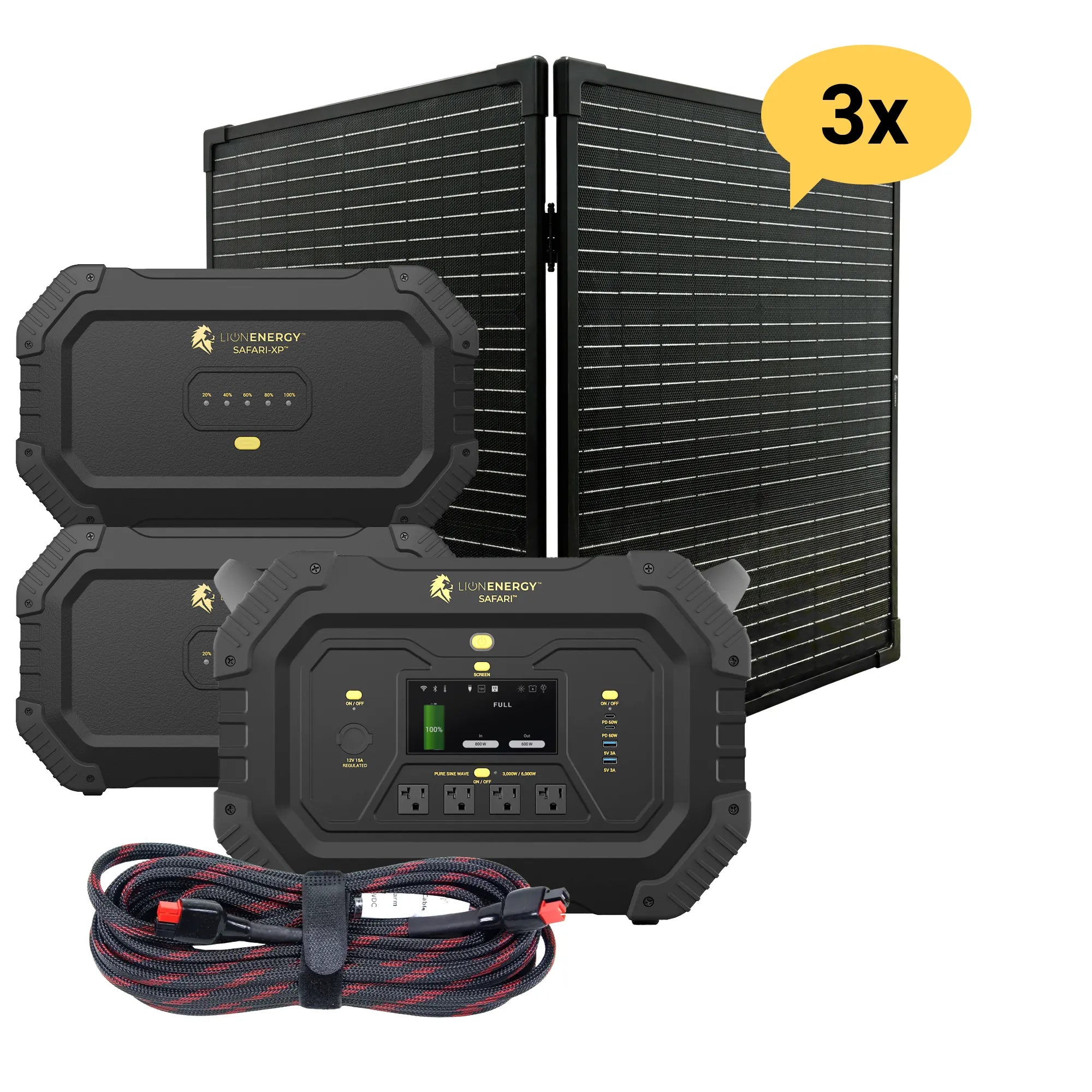 Safari+2 XPs Portable Power Station Bundle - 3000W 6988Wh LiFePO4 Battery for Camping, RV, Emergency Backup & Off-Grid Power Supply