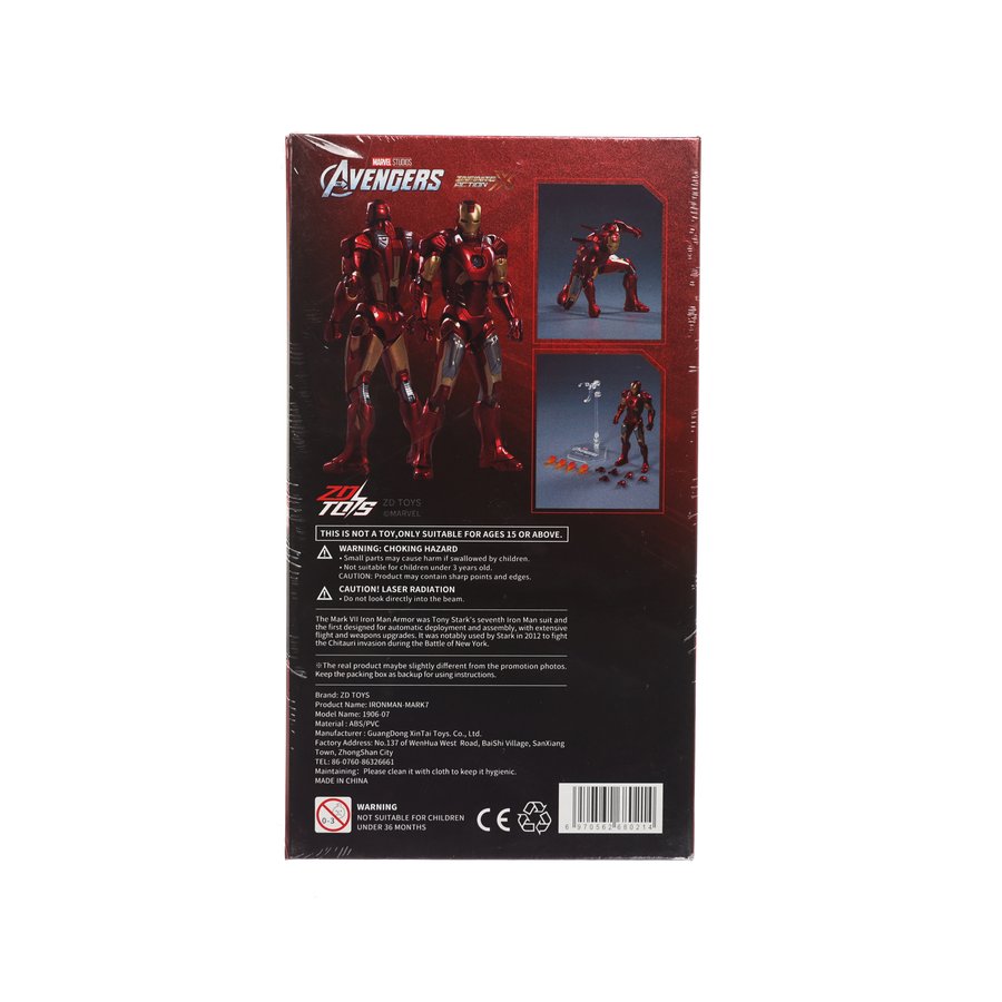 ZD TOYS Iron Man MK7 Action Figure - Collectible Marvel Superhero Toy for Kids & Adults - Perfect for Display, Gifts, and Role Play