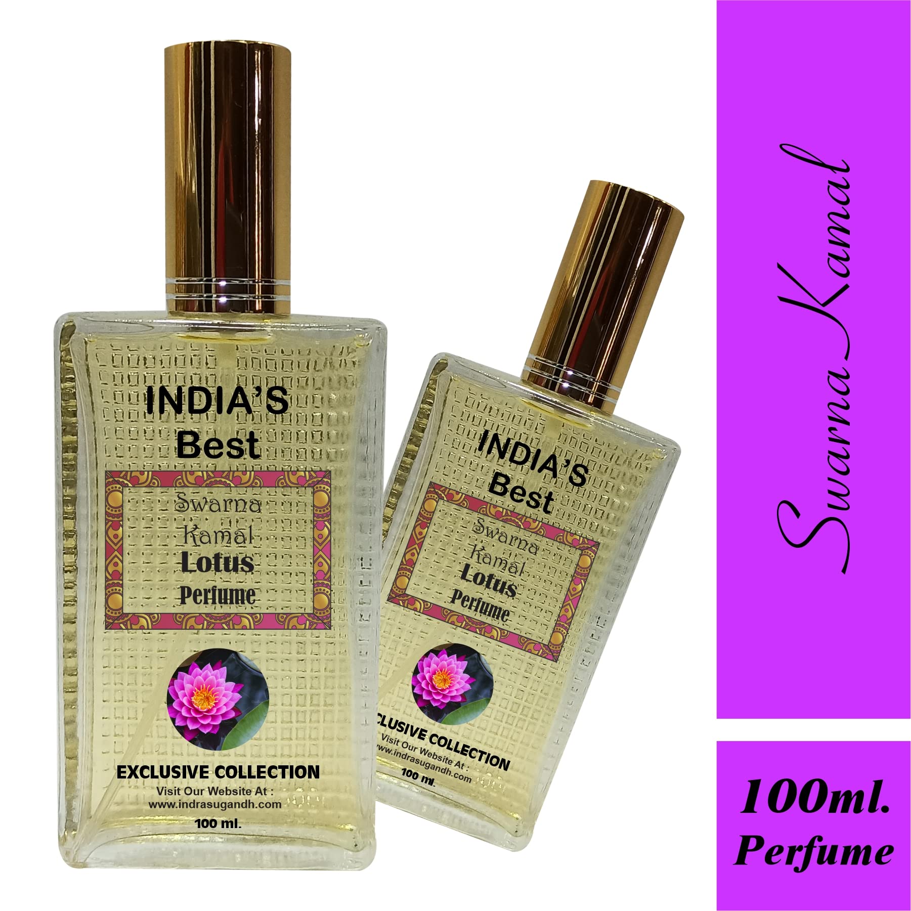 INDRA SUGANDH BHANDAR Long Lasting Perfume Spray for Men & Women - 100ml Swarnaa Kamal Pink Lotus Fragrance | Pooja Use | Refreshing Scent for Daily Wear, Special Occasions & Spiritual Ceremonies