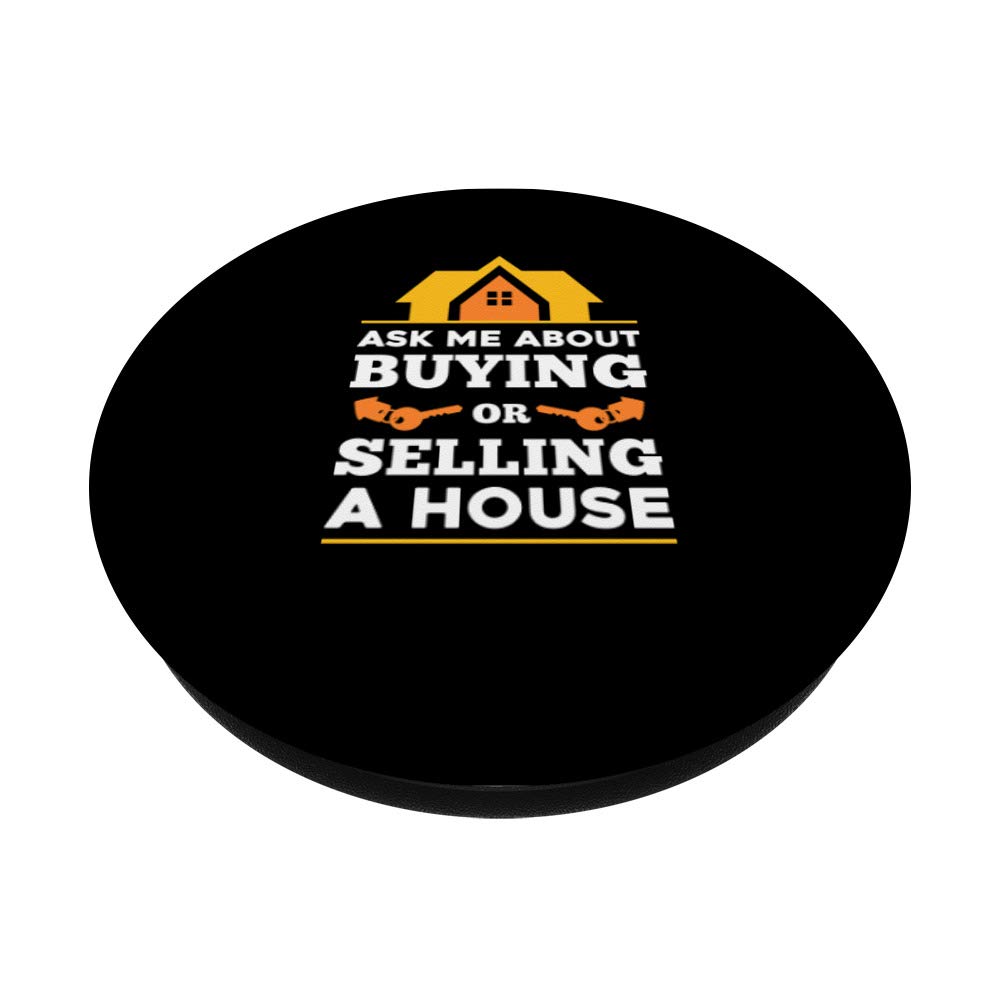 Ask Me About Buying or Selling a House PopSockets Phone Grip & Stand - Reusable Phone Holder for iPhone, Samsung, Tablets - Perfect for Real Estate Agents, Open Houses & Home Showings