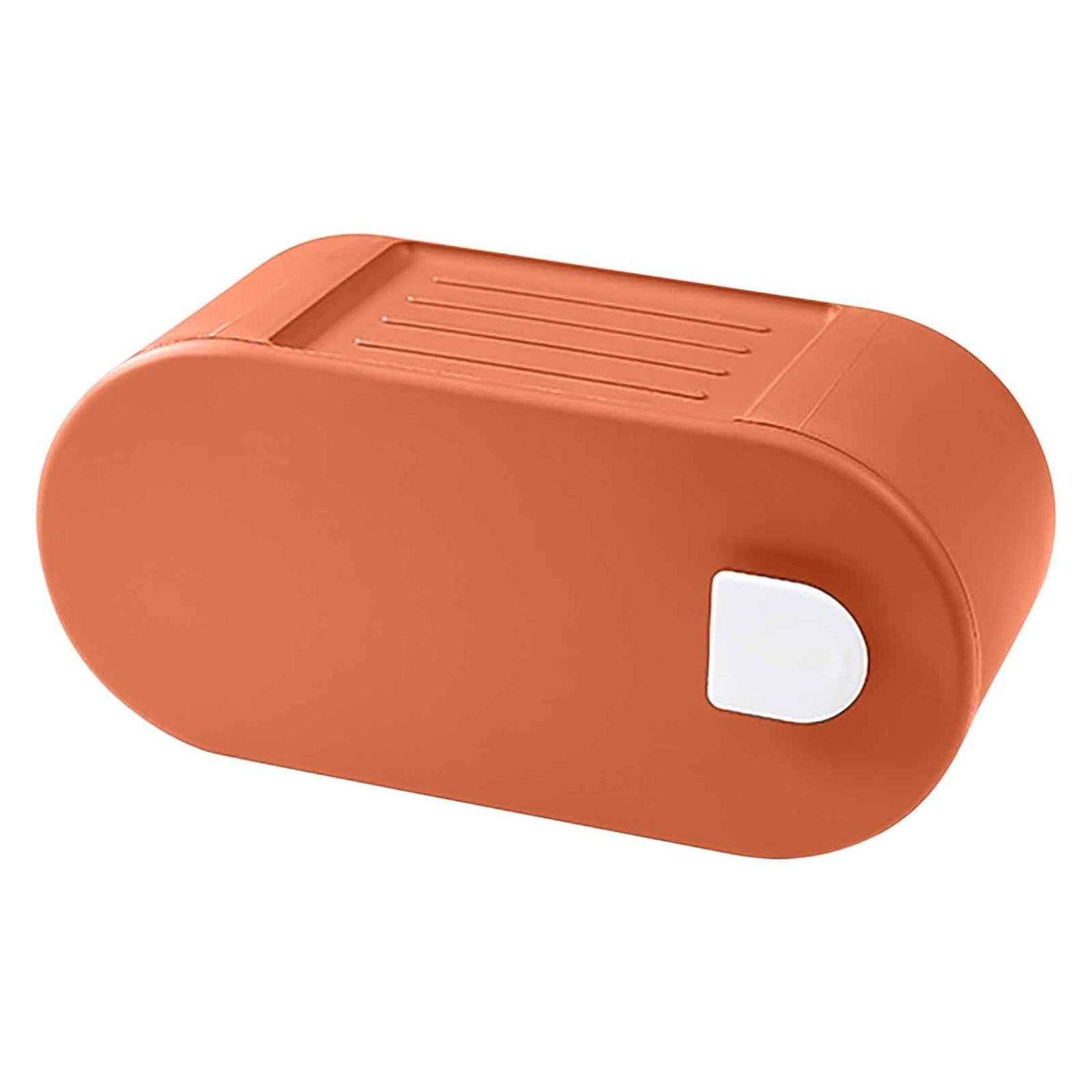 Sturdy Adhesive Wall Mounted Paper Towel Holder - Kitchen & Bathroom Tissue Box Organizer with Strong Grip, Space-Saving Design (Orange) - Perfect for Small Spaces, RVs, Dorm Rooms & Cluttered Countertops