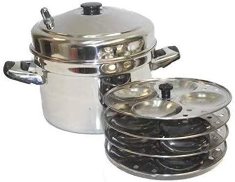 Tabakh IC 204 4-Tier Stainless Steel Idli Steamer Cooker with Sturdy Handles - Makes 16 Idlis | Perfect for Indian Breakfast, Meal Prep & Vegan Cooking | Durable & Easy to Use