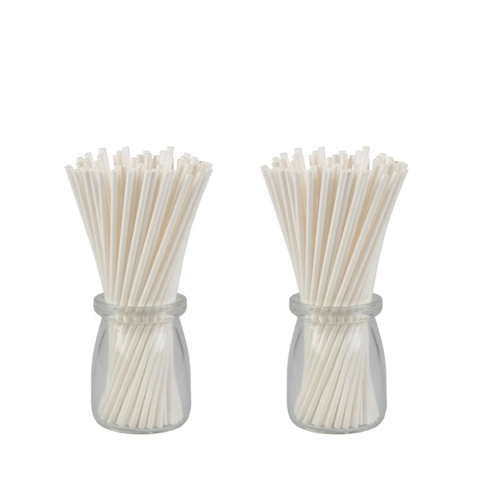 COOLAKE 100-Pack 6 Inch Paper Lollipop Sticks for Candy Making - Perfect for Cake Toppers, DIY Homemade Fruit Candy & Chocolate Treats - Great for Birthday Parties, Baby Showers & Wedding Desserts