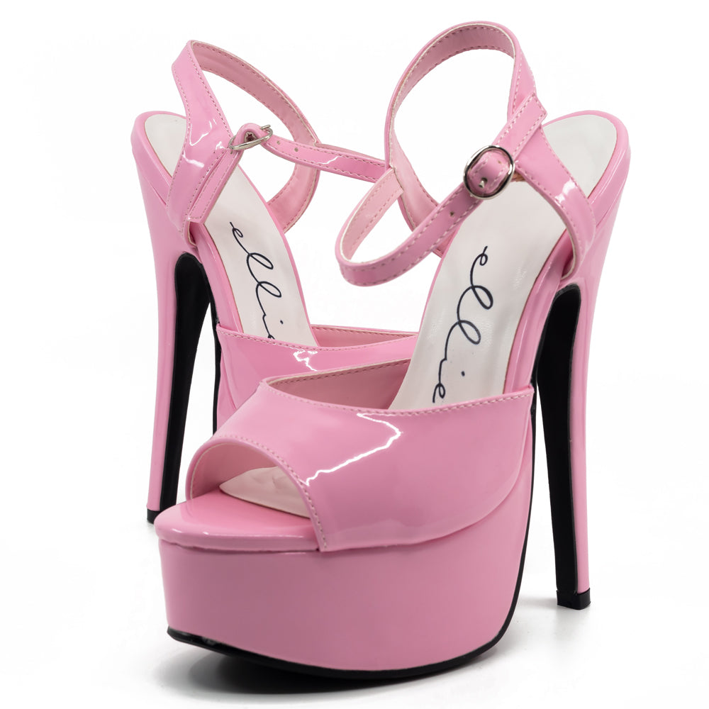 Ellie Shoes Juliet 6.5 Inch Stiletto Heels Patent Leather Platform Sandals for Women - Pink | Perfect for Parties, Weddings & Date Nights