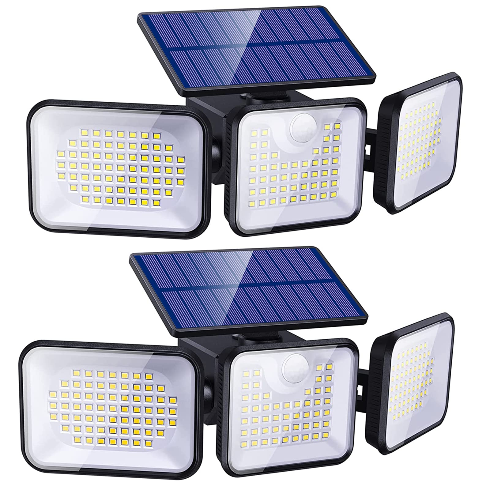 Sunenvoy Solar Outdoor Lights with Motion Sensor - IP65 Waterproof Solar Security Flood Lights for Garage, Yard, Patio - 3 Adjustable Heads & Wide Angle Lighting (Ideal for Pathway, Garden & Home Security)