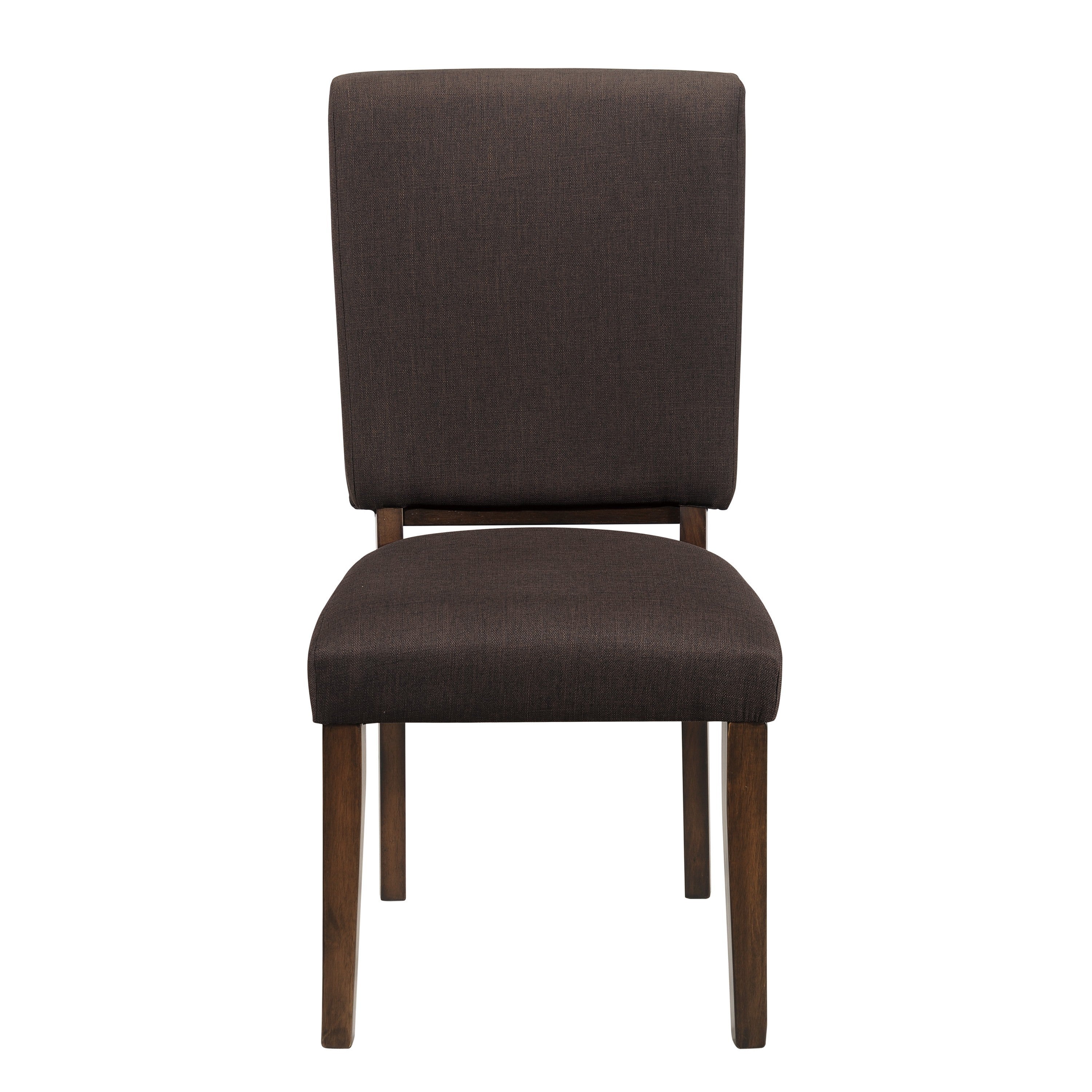Chocolate Brown Fabric Upholstered Side Chairs 2-Piece Set with Walnut Finish Wooden Frame - Dining Room Furniture for Kitchen, Breakfast Nook, and Small Space Decor