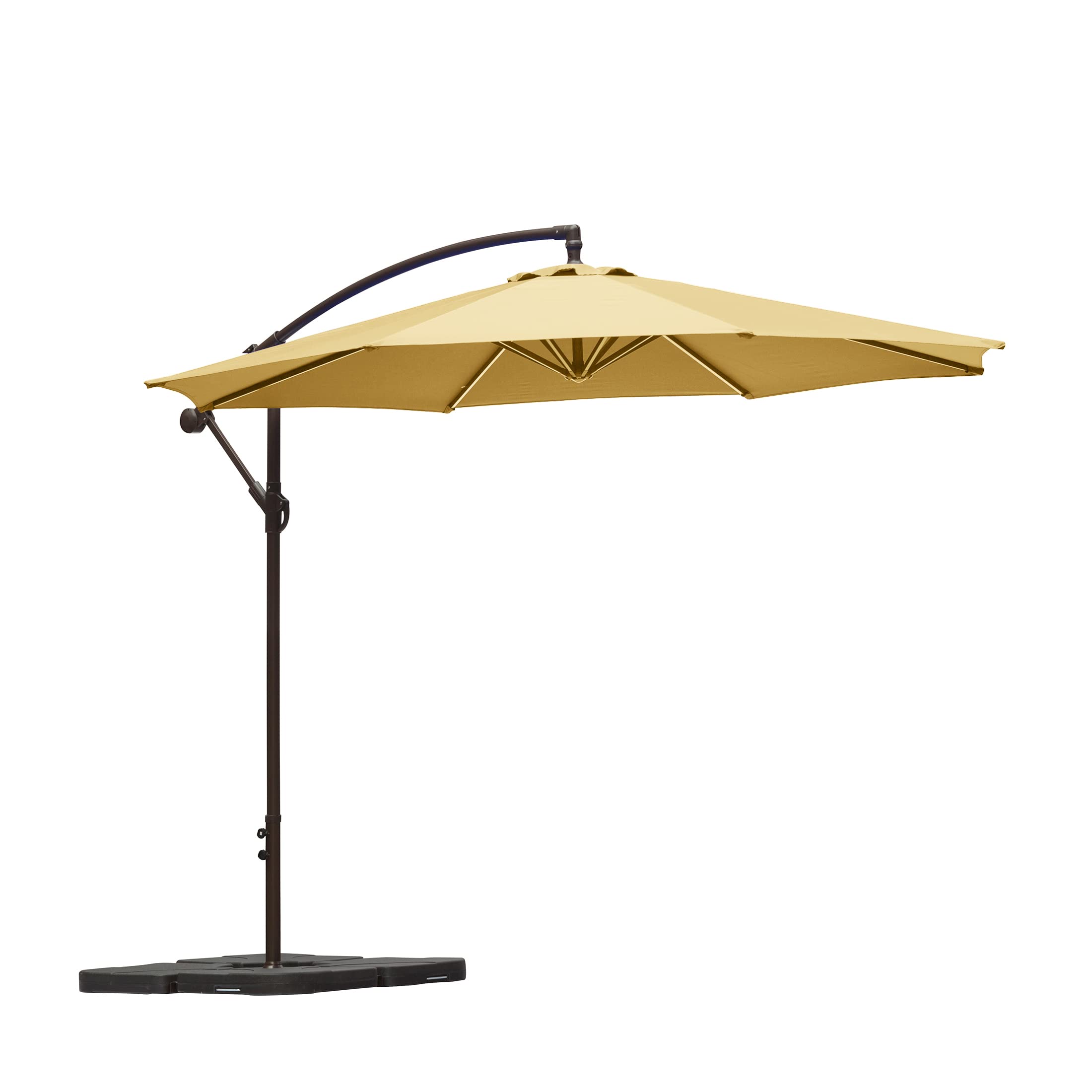 10ft Outdoor Patio Cantilever Umbrella with Stand & Weighted Base - 3-Piece Hanging Shade Kit for Garden, Poolside, and Backyard Relaxation