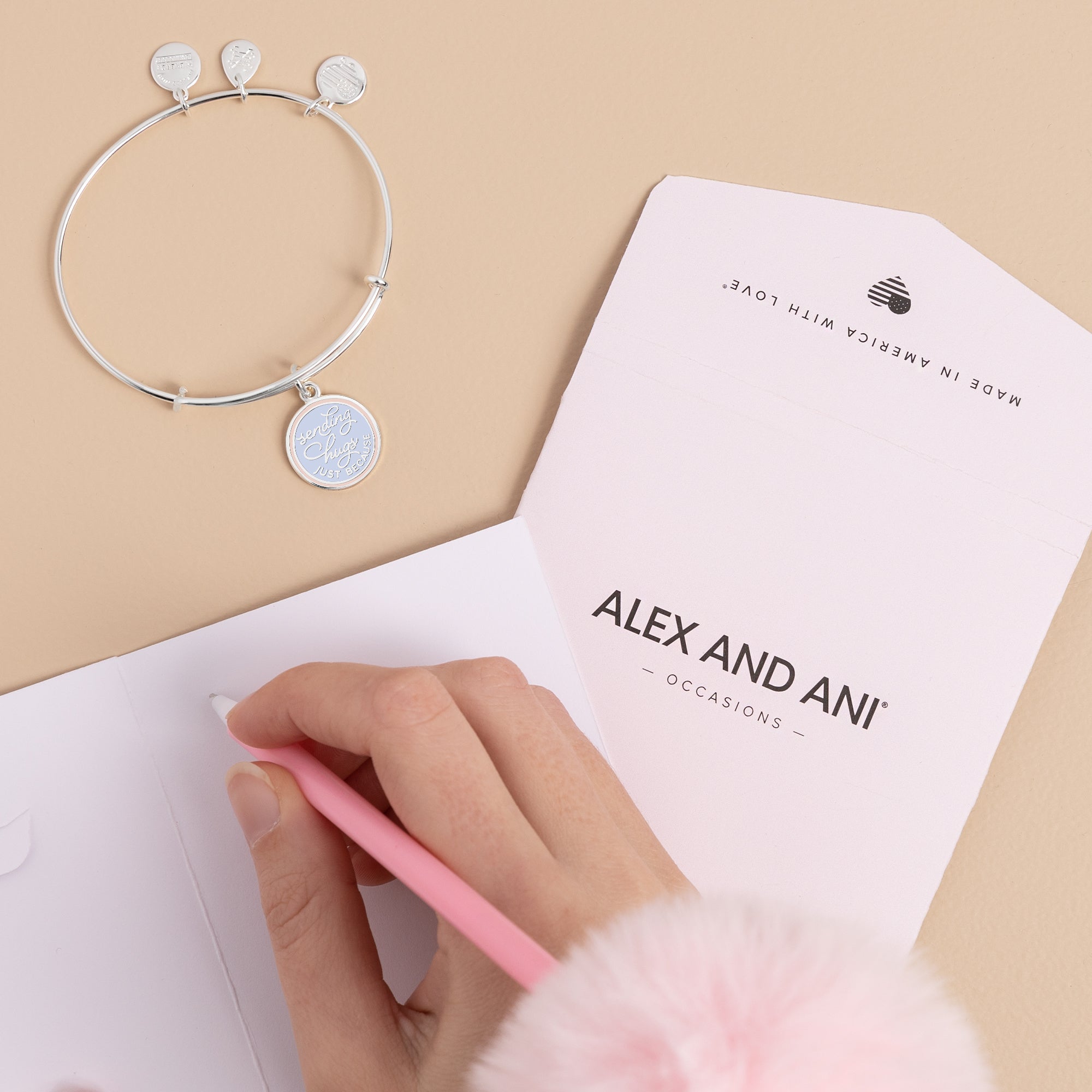 Send Hugs Just Because Charm Bangle - Thoughtful Gift for Friends & Family - Perfect for Birthdays, Anniversaries & Special Occasions
