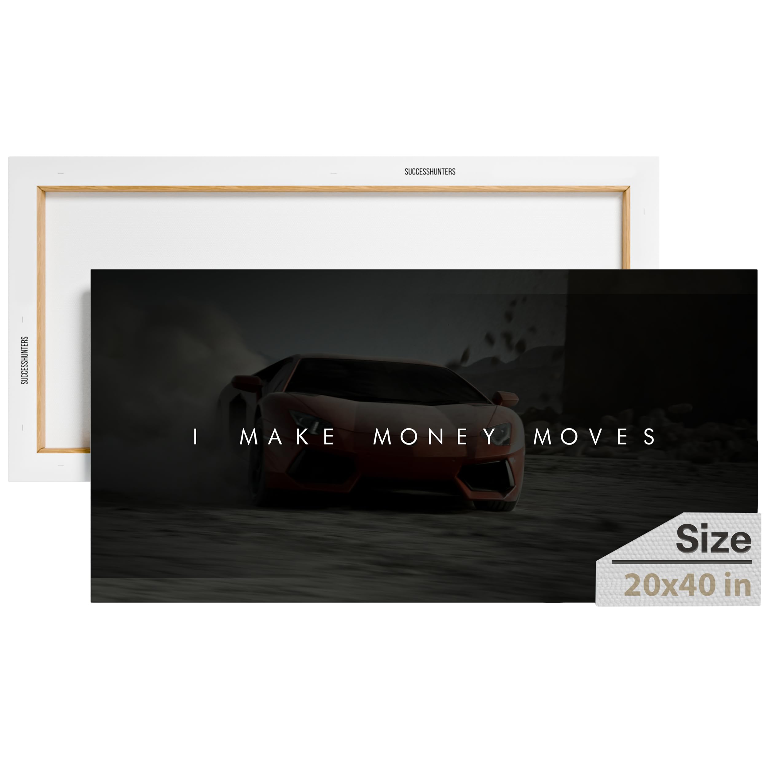 Motivational Wall Art Canvas - Super Car & Lamborghini Sports Car Decor for Office & Home - Inspirational Automotive Poster (40x20 inches) - Perfect for Man Cave, Garage, Office Decor & Car Enthusiast Gifts