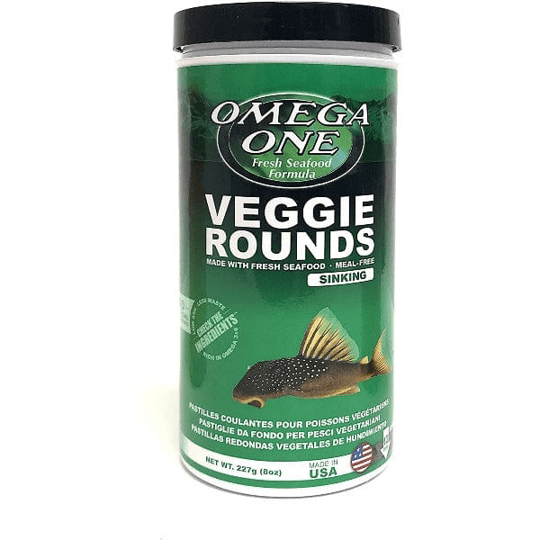 Omega One Veggie Rounds - Premium Plant-Based Fish Food for Herbivores | Perfect for Tropical & Marine Aquariums, Pellets for Angelfish, Goldfish & More