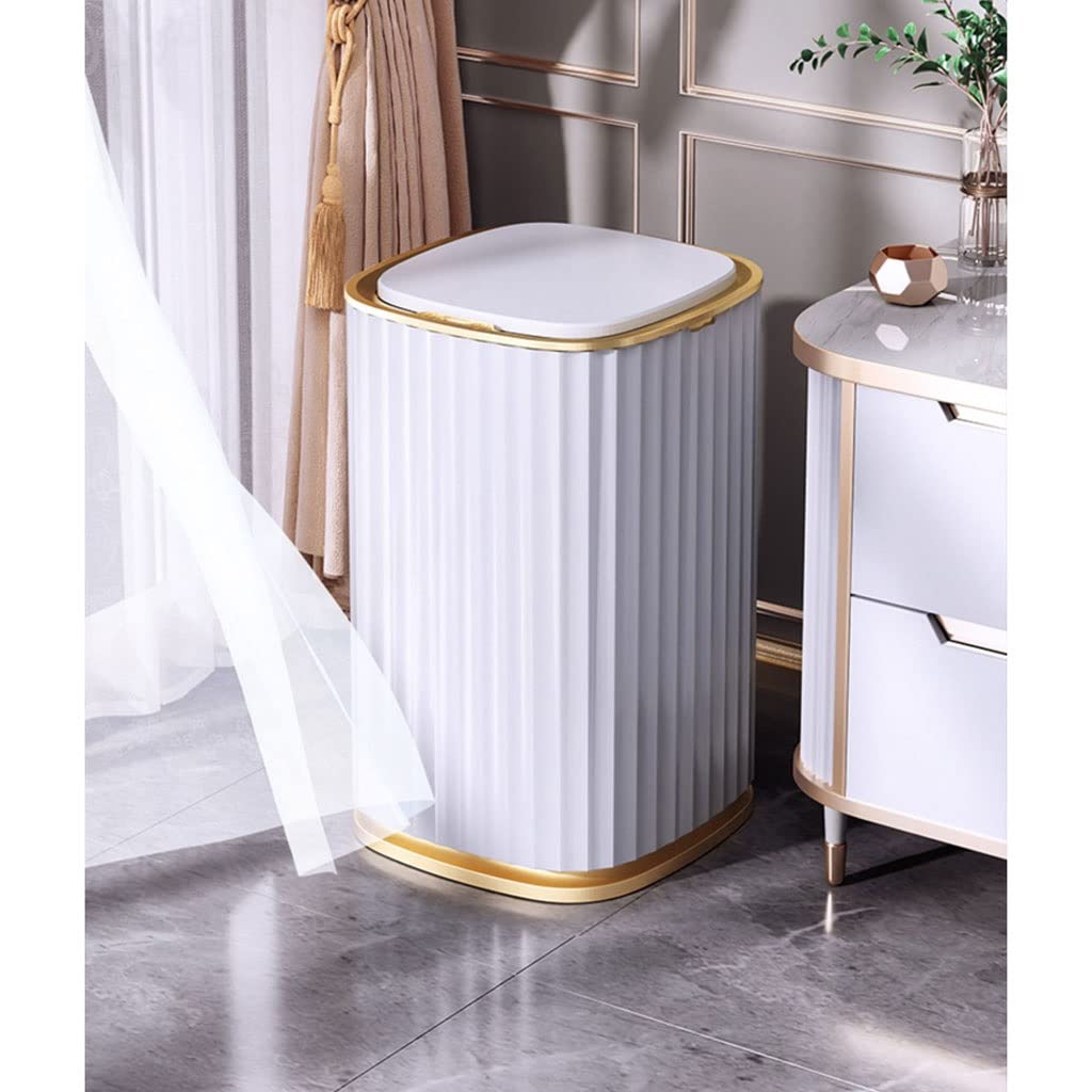 Smart Sensor Automatic Trash Can - 15L Touchless Garbage Bin with Lid for Kitchen, Bathroom & Toilet | Waterproof, Motion-Activated, White (32x23x20cm) | Perfect for Hands-Free Waste Disposal in Home & Office
