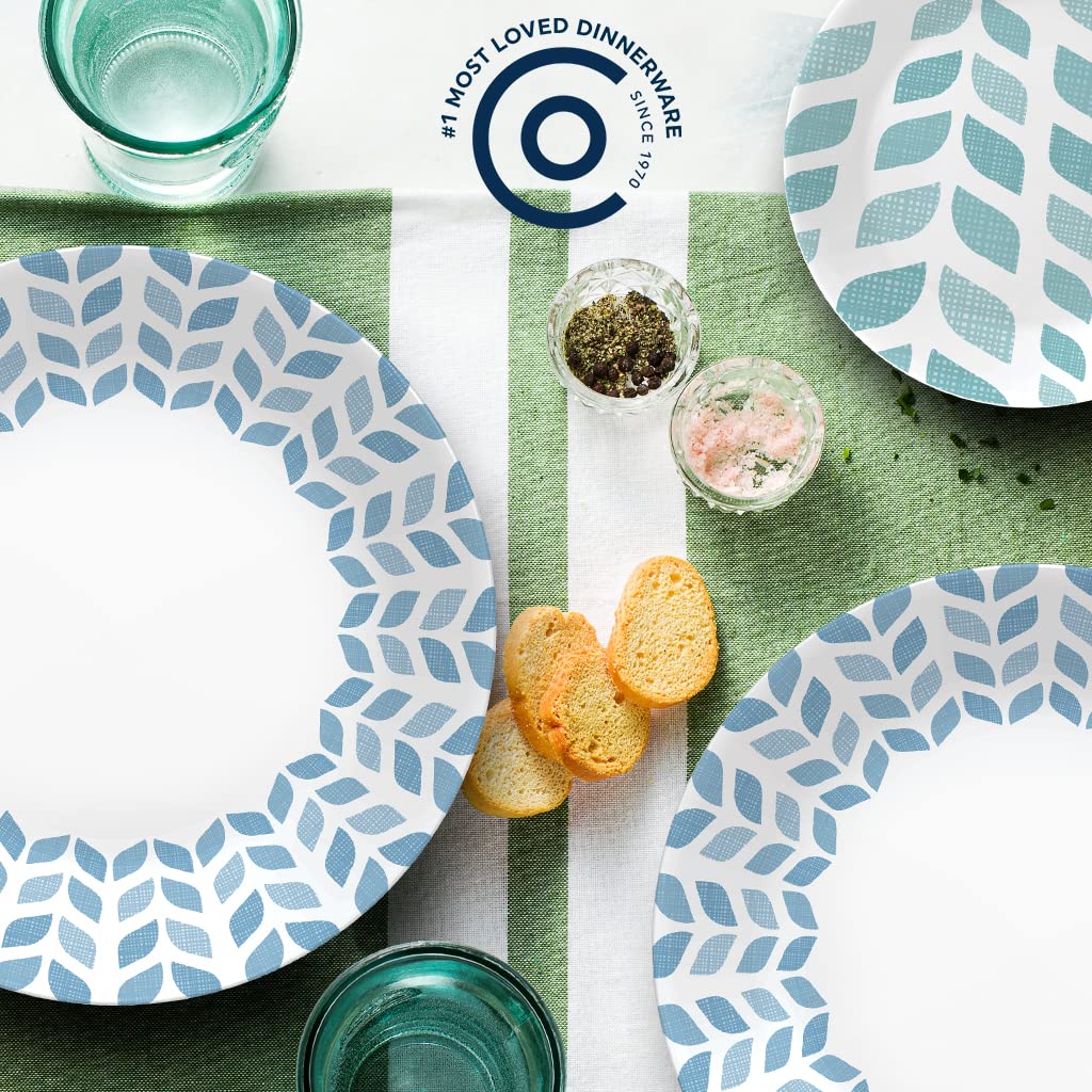 Corelle Global Collection 18-Piece Dinnerware Set - Triple Layer Recycled Vitrelle Glass, Lightweight & Eco-Friendly Round Plates & Bowls, Northern Pines Design - Perfect for Everyday Dining, Dinner Parties & Sustainable Home Decor
