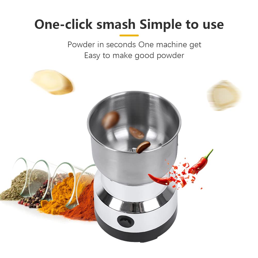 Premium Mini Electric Coffee & Spice Grinder - 150W High-Power Stainless Steel Blade Grinder for Coffee Beans, Herbs, Nuts & Seeds | Compact Kitchen Appliance for Home, Office & Travel Use