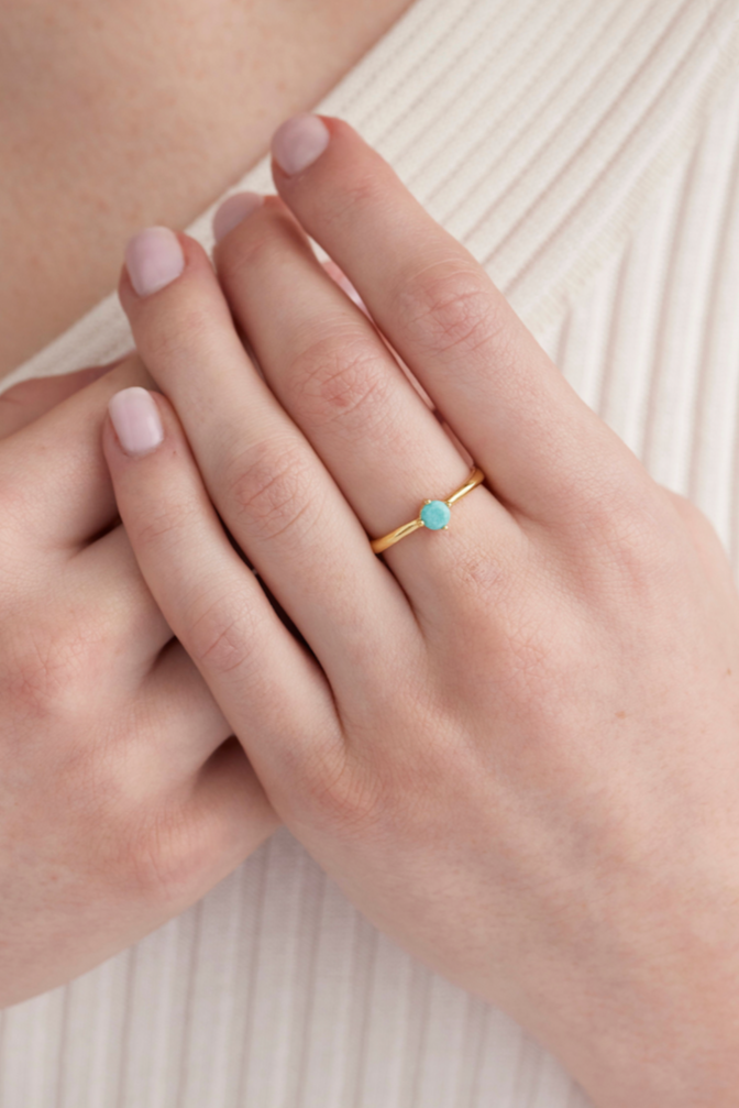 December Birthstone Ring - Turquoise & Gold Jewelry for Women - Perfect Gift for Christmas, Birthday & Anniversary