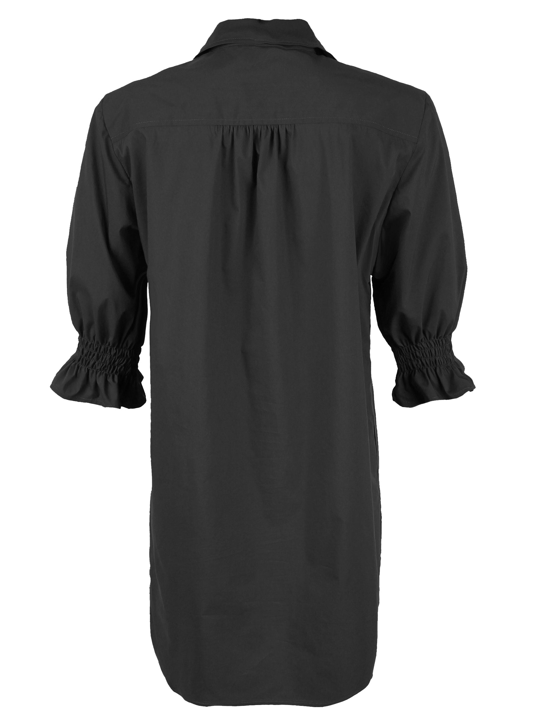 Miller Puff Sleeve Black Shirt Dress - Techy Taffeta Fabric for Women | Perfect for Office, Date Night & Special Occasions