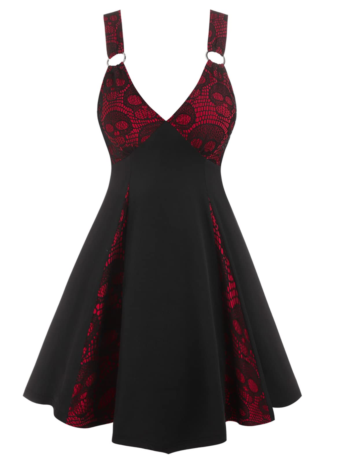 DRESSFO Women's 2025 Fall Gothic Wrap Dress - Sleeveless V-Neck Tiered A-Line Flowy Casual Dress for Party, Date Night & Autumn Outings