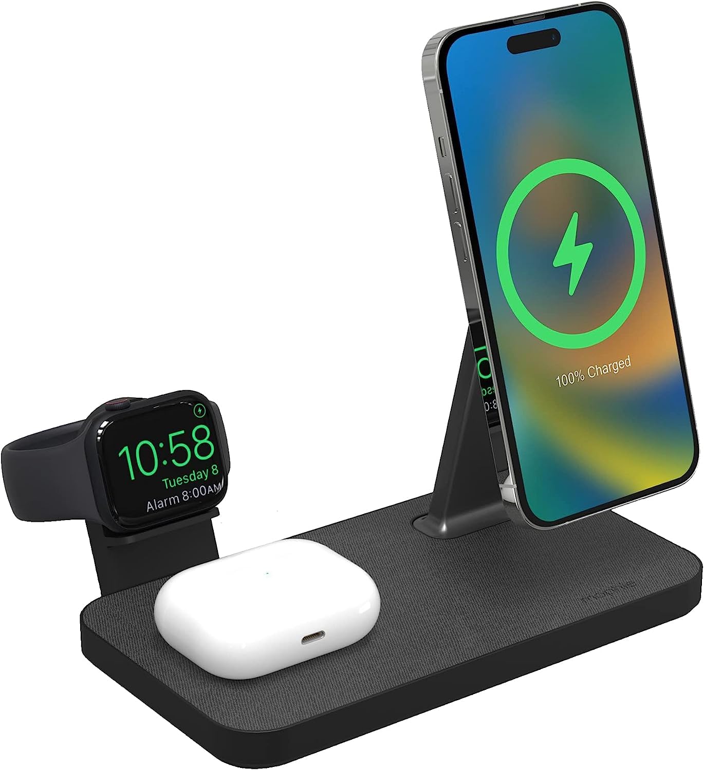 3-in-1 Foldable Wireless Charging Station for iPhone 16 Pro Max/15 Pro Max/14, Apple Watch 10/9/8/7/6/SE & AirPods Pro/3/2 - 45W Fast Charger Included - Portable Travel Charger for Home, Office and Car Use