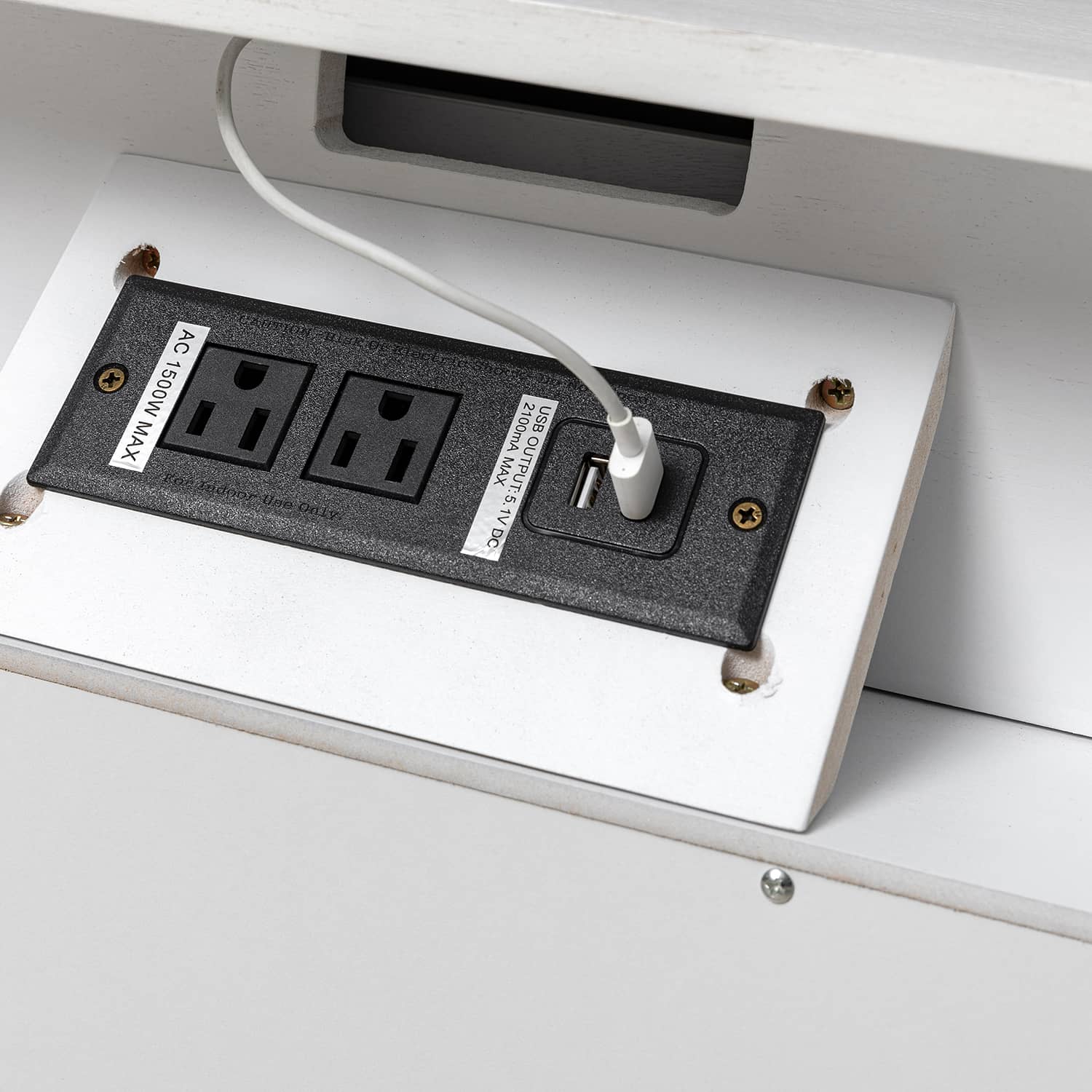 Grace 2-Drawer Nightstand with USB Charging Ports & Power Outlets - Modern Bedside Table for Bedroom, Living Room & Office Use