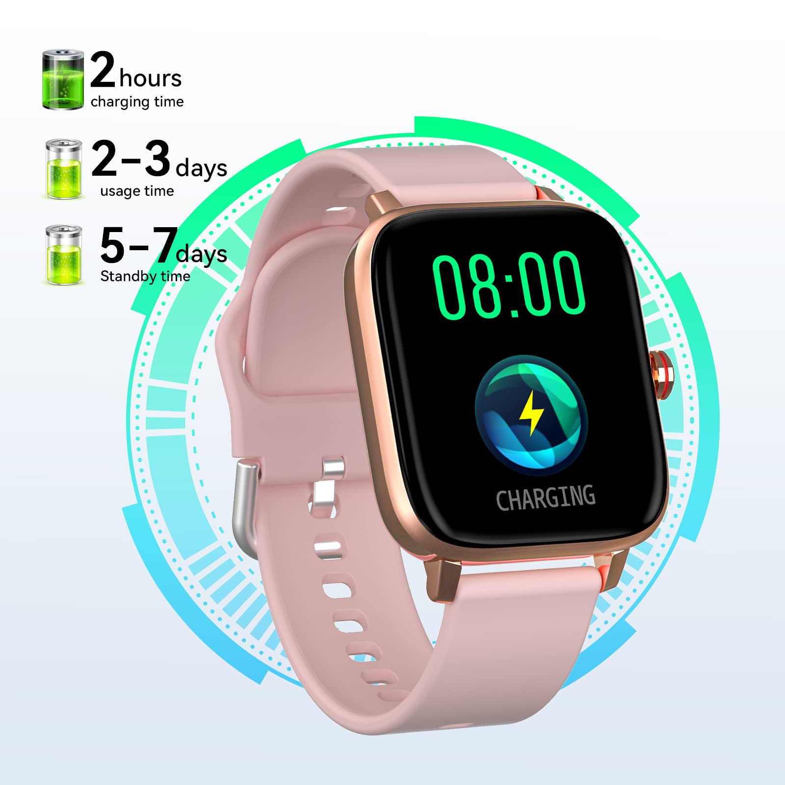 Smart Watch for Android & iOS - 1.7 Inch Touch Screen Fitness Tracker with Heart Rate Monitor, Step Counter, Calorie & Sleep Tracking - Waterproof Smartwatch for Men Women (Perfect for Running, Gym & Daily Activity)