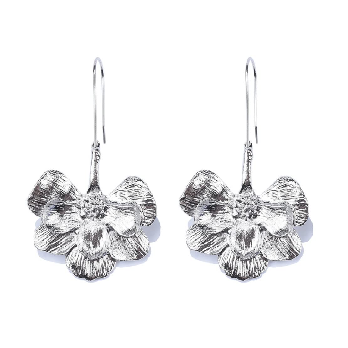 Hypoallergenic Sterling Silver Flower Earrings for Women | Cute Floral Dangle Earrings with Ginkgo Leaf & Hawaiian Petal Design | Perfect for Weddings, Beach Vacations & Boho Fashion
