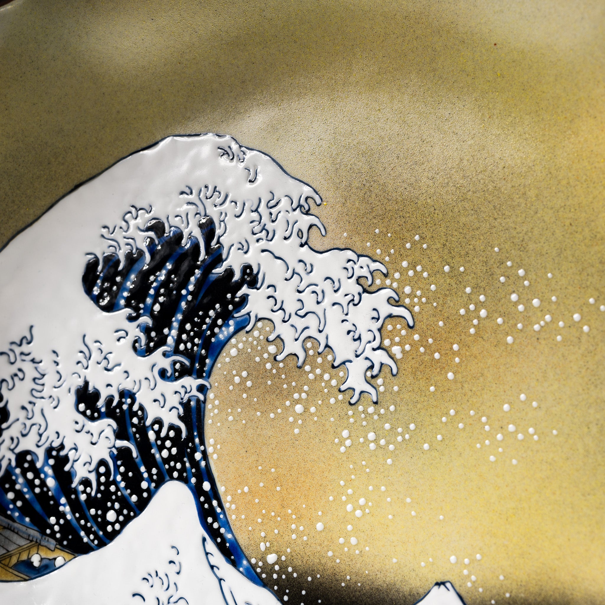 Premium Kutani Ware Hokusai Decorative Plate - Great Wave Off Kanagawa Japanese Porcelain Art - Home Decor, Wall Display & Gift for Art Collectors