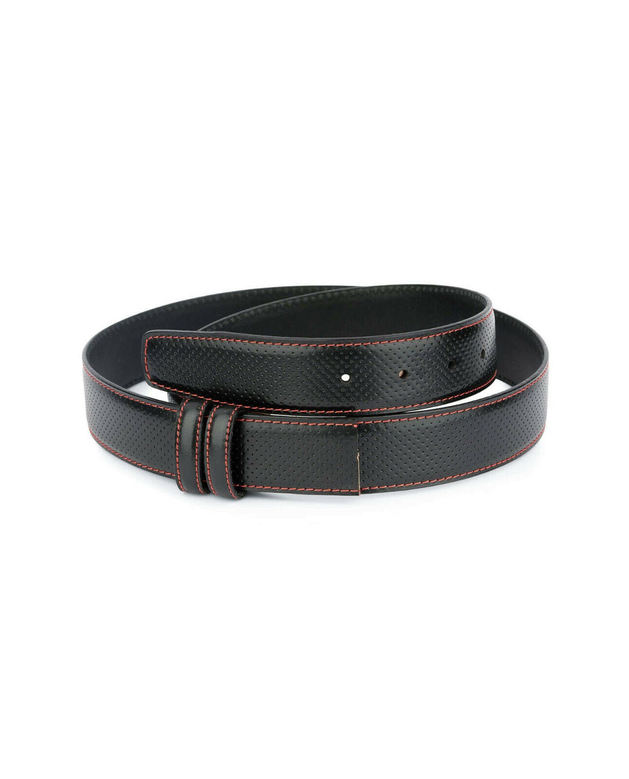 Dunhill Perforated Replacement Black Belt Strap - 35mm Genuine Leather Red - Perfect for Business Attire & Formal Occasions