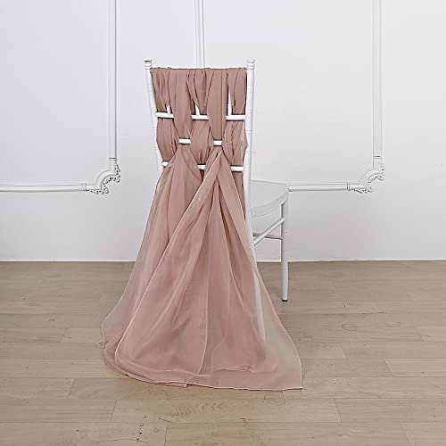 50 Dusty Rose Extra Wide Premium Chiffon Chair Sashes - Elegant Wedding Decorations for Ceremony & Reception (Chair Bows, Table Decor, Party Supplies)