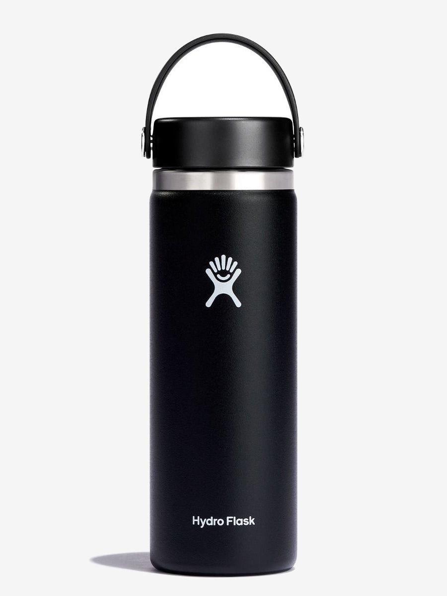 Hydro Flask 20oz Wide Mouth Water Bottle with Flex Sip Lid - Vacuum Insulated Stainless Steel Thermos for Hot & Cold Drinks - Perfect for Hiking, Gym & Outdoor Activities (Black)