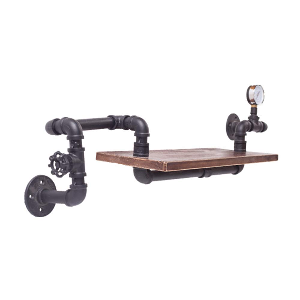 Vintage Industrial Pipe Wall Shelf - Rustic Iron & Wood Floating Shelves for Home Decor (24.8x23.6in/34.3x11.8in) | Perfect for Living Room, Bedroom, Kitchen & Bathroom Storage | Wall Mounted Display Shelf for Books, Plants & Decorative Items