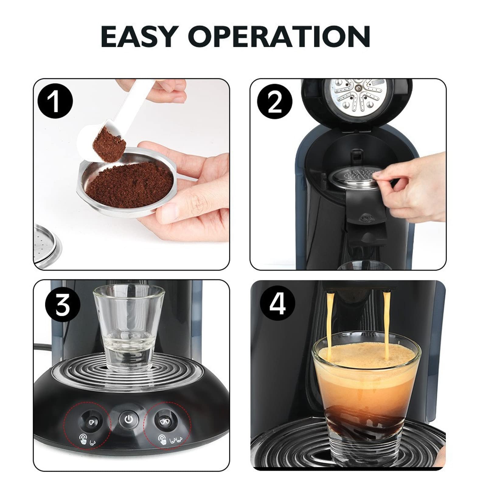 Reusable Coffee Pods for Senseo HD6592 - Stainless Steel Refillable Coffee Capsules | Eco-Friendly & Washable | Perfect for Home, Office & Travel Use