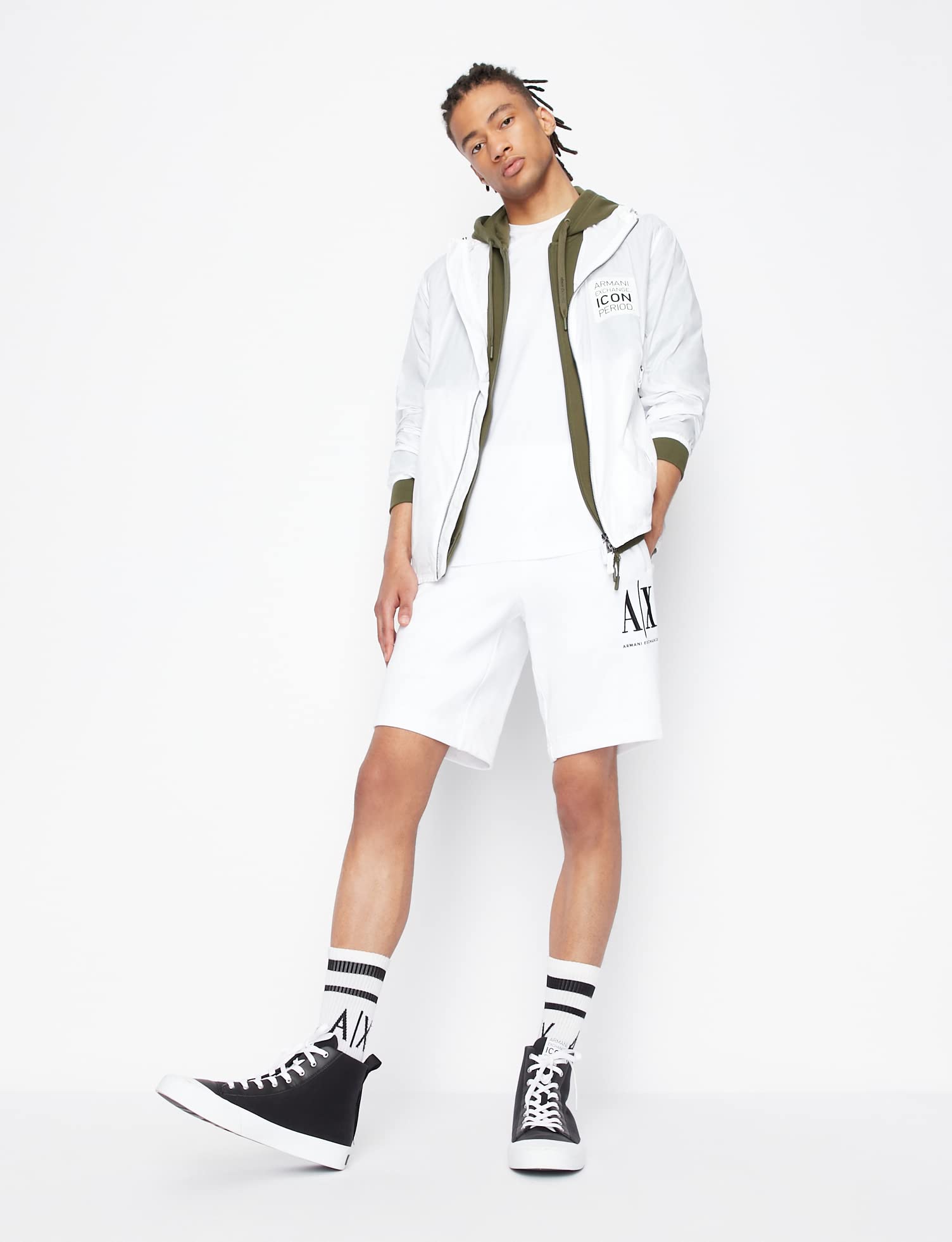 Armani Exchange Men's Embroidered Logo Shorts - Casual Comfort for Summer & Gym | Stylish Athletic Shorts for Men