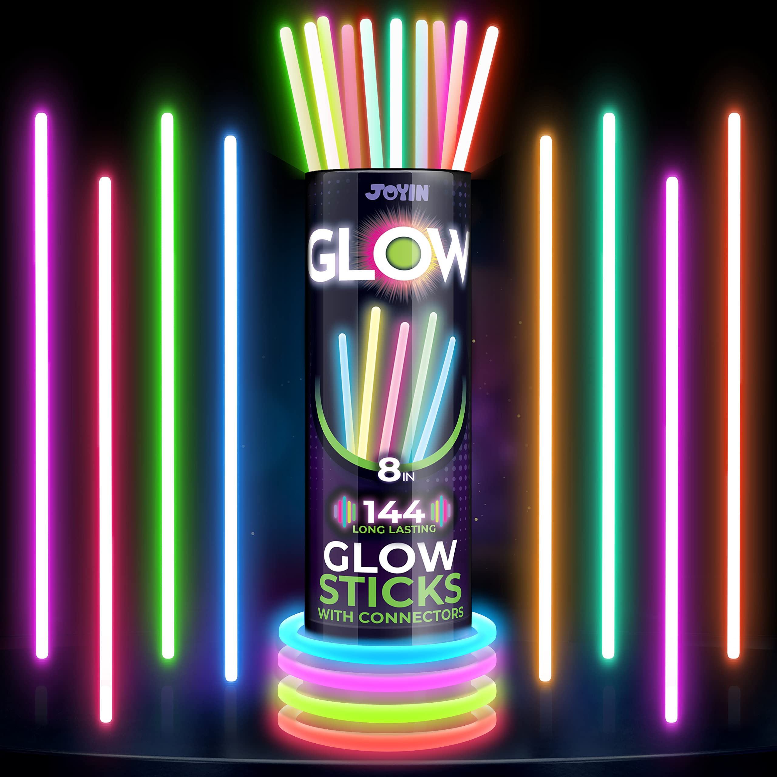 JOYIN 400 Pcs 8 Inch Glow Sticks Party Pack - Glow Bracelets & Necklaces for Halloween, Christmas, Easter, Football Games - Glow in the Dark Party Favors & Event Supplies for Night Parties, Raves, Concerts and Birthday Celebrations