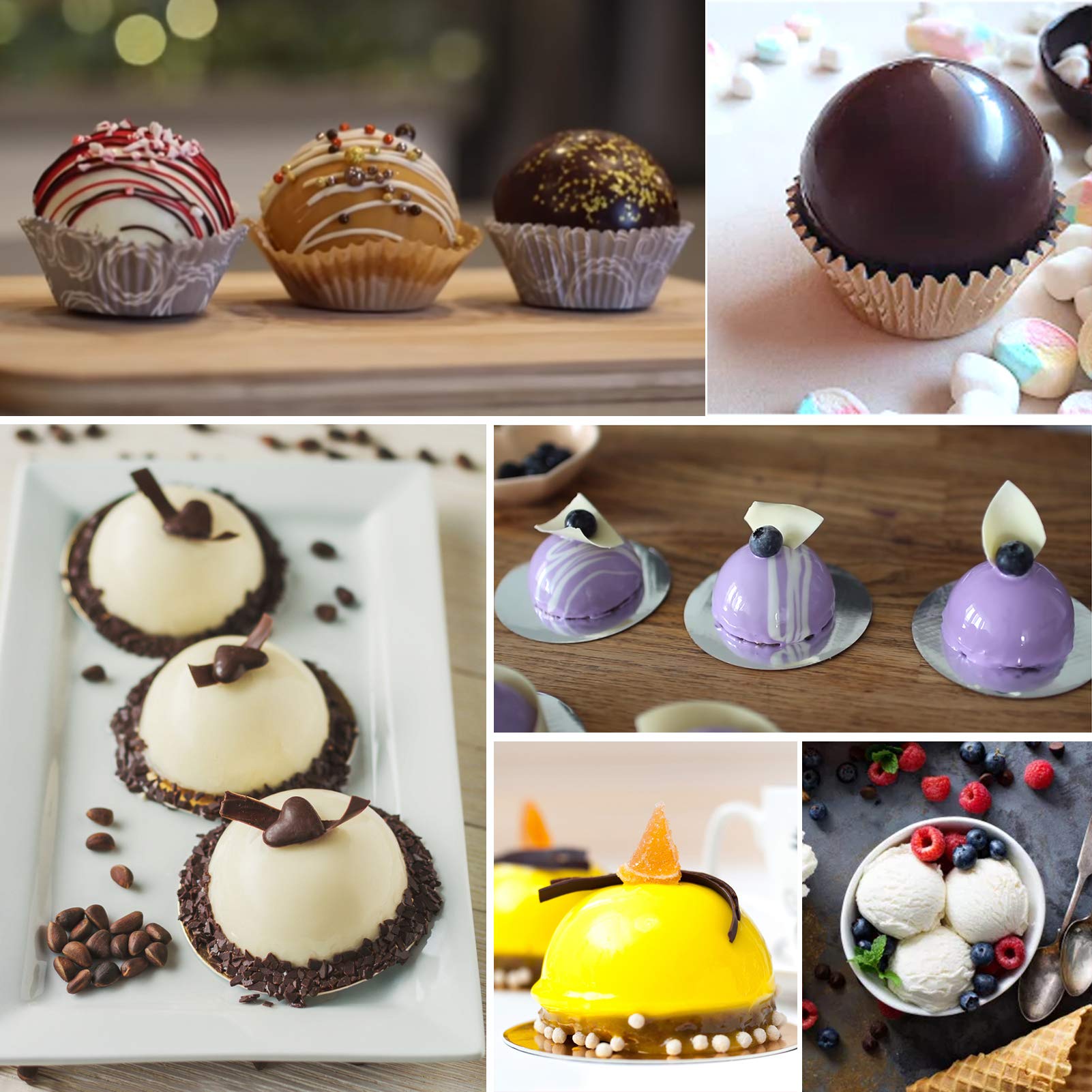 Premium Silicone Chocolate Molds - 6-Cavity Semi Sphere Cocoa Bomb Molds for Baking Hot Chocolate Bombs, Dome Mousse, Cocoa Balls & Desserts (4-Piece Set) | Perfect for Holiday Gifts, DIY Treats & Party Dessert Making