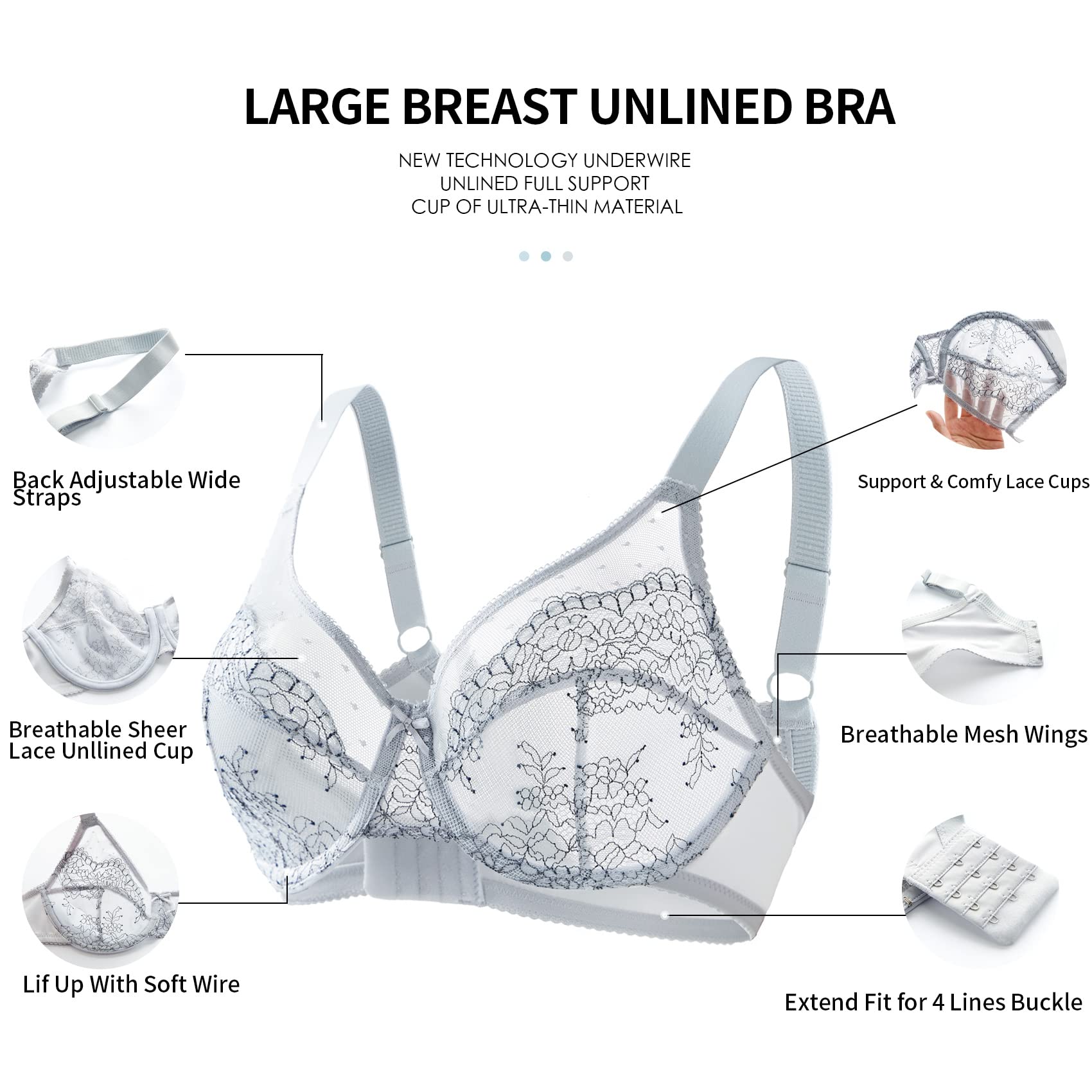 AILIVIN Women's Unlined Underwire Minimizer Bra - Full Coverage Plus Size Support for Everyday Comfort | Perfect for Work, Casual Wear & Layering