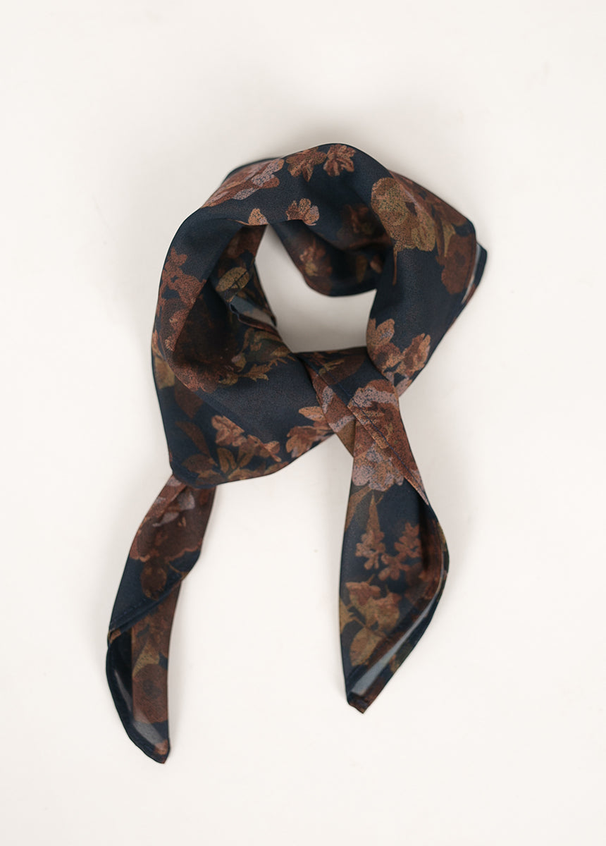 Premium Chelsea Scarf - Large Navy Blue Floral Print Fashion Accessory for Women | Perfect for Fall Outfits, Office Wear & Special Occasions