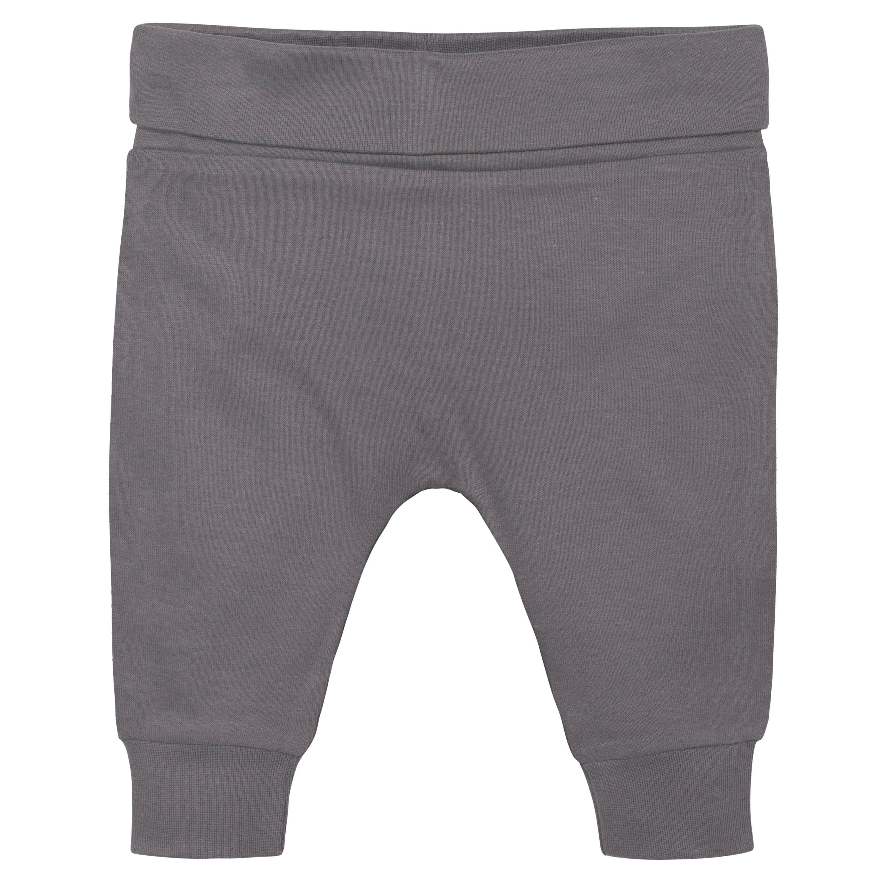 2 Pack Baby Girls Pink & Gray Foldover Waistband Pants - Soft Cotton Stretchy Joggers for Toddler Playtime & Daycare Outfits
