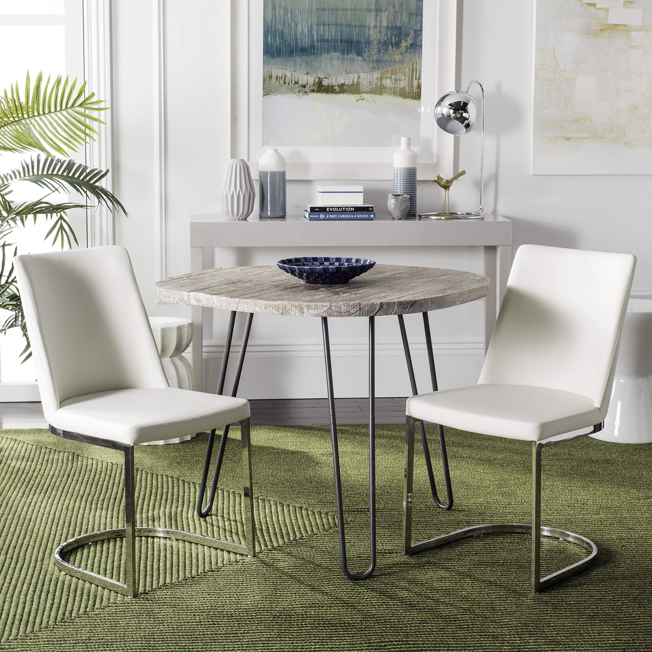 Safavieh Parkston White Glam Side Chair - Elegant Dining Room Accent Chair for Home Decor, Kitchen, and Living Room