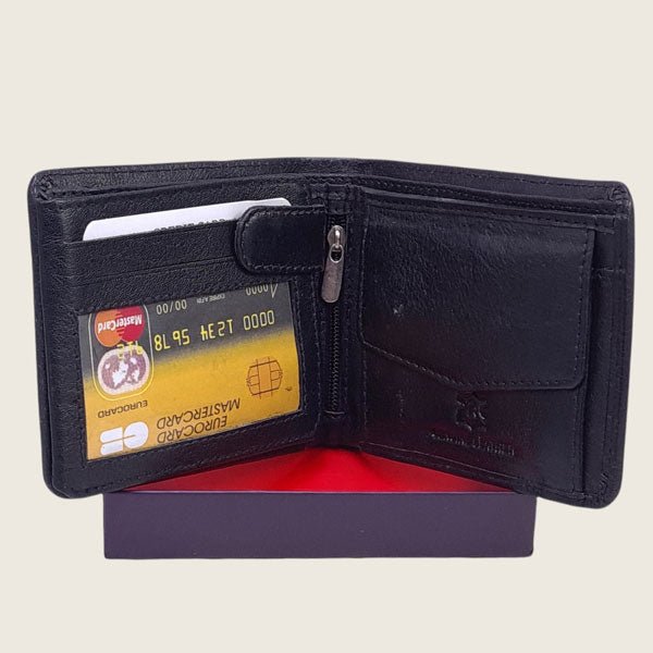 Premium Genuine Leather Men's Wallet - Slim RFID Blocking Bifold Wallet for Men with Money Clip | Perfect Gift for Dad, Husband | Business & Everyday Carry (Black)