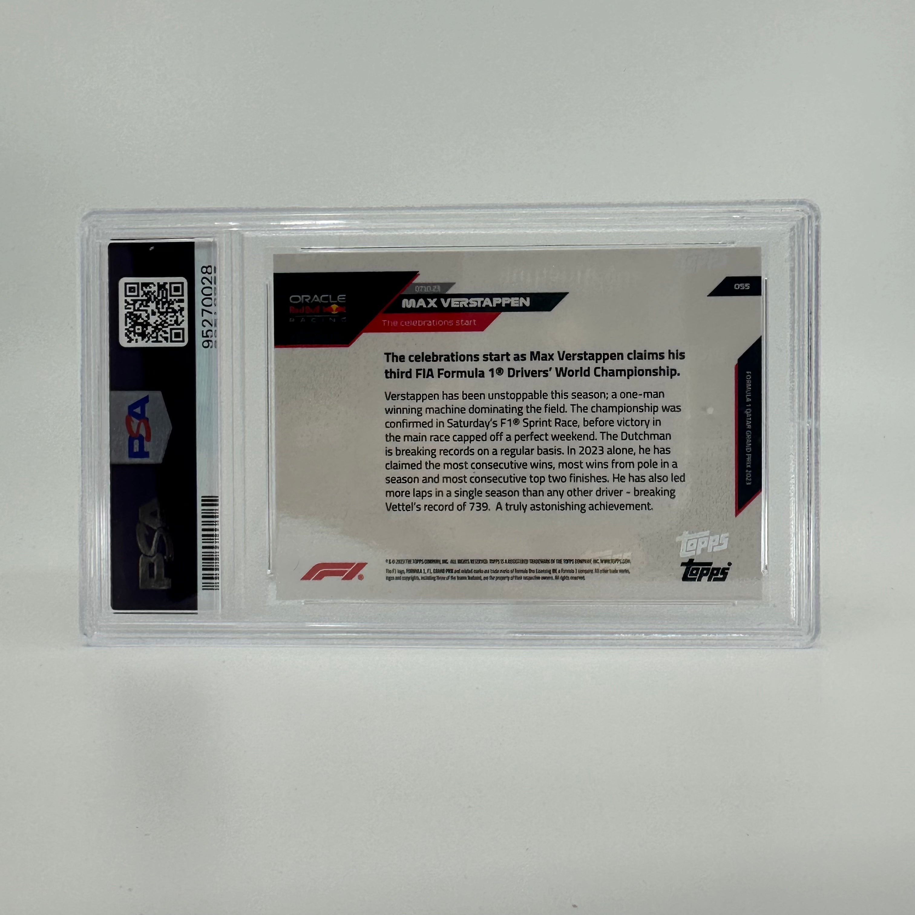 PSA 8 Graded 2001/10 Max Verstappen #55 Blue F1 Racing Card - 3rd FIA Formula 1 Drivers' World Championship Collectible - Perfect for Sports Memorabilia Displays & Racing Enthusiast Collections