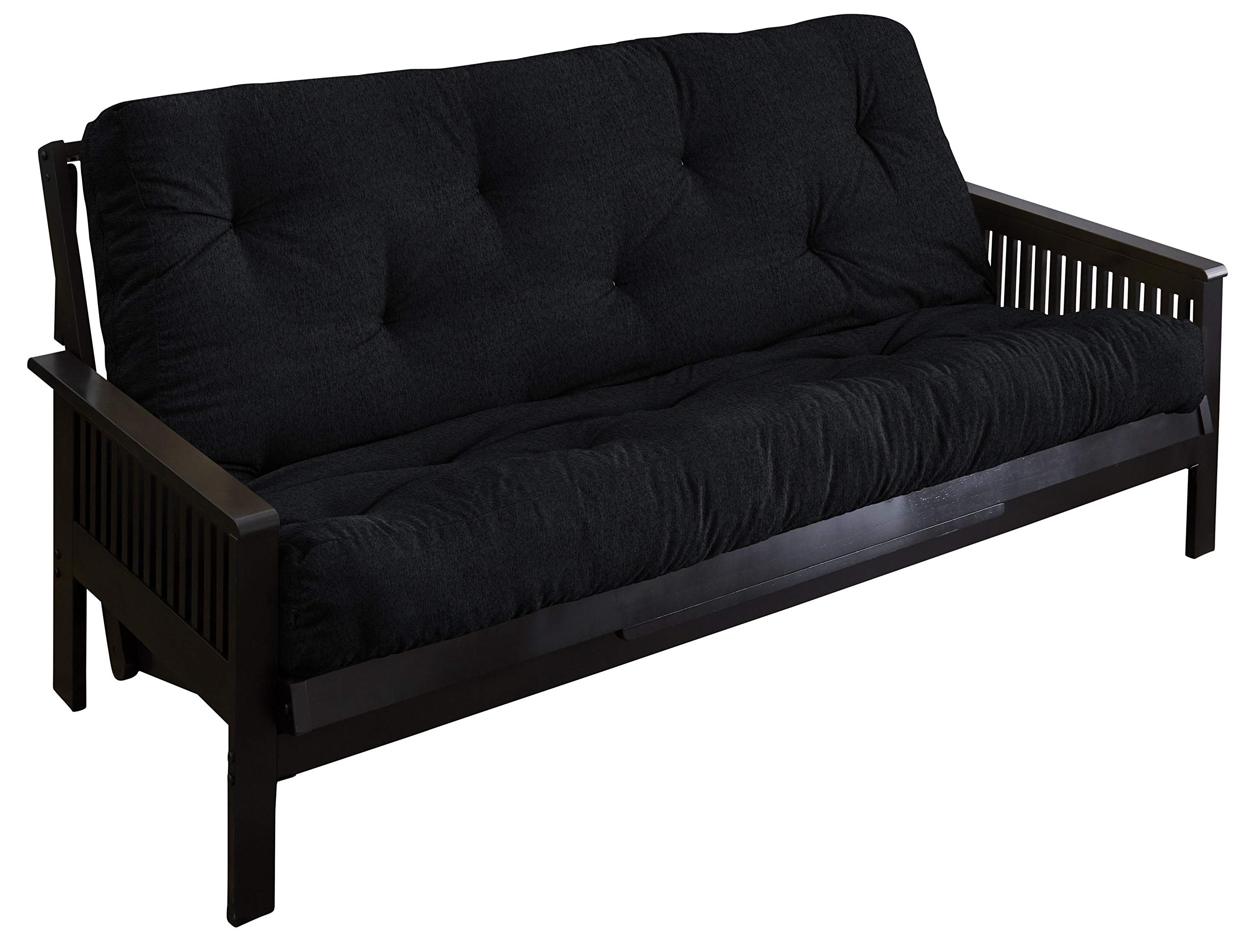 Mozaic Full Size Futon Mattress in Black - Comfortable & Durable Sofa Bed Mattress for Guest Rooms, Dorms, and Small Spaces