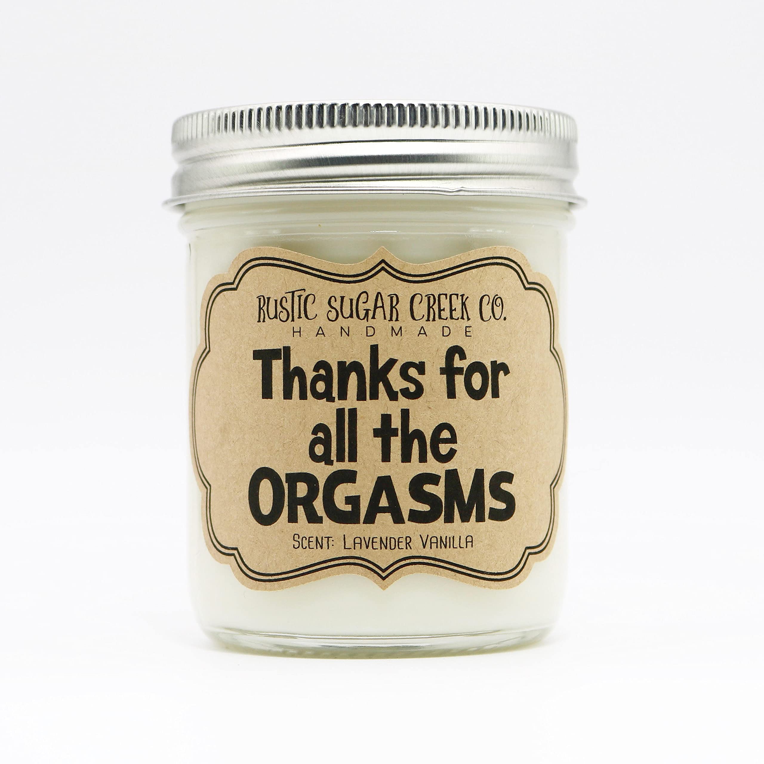 Funny Naughty Scented Candle - 'Thanks For All The Orgasms' Humorous Gift for Valentine's Day, Anniversary, Birthday (Gag Gift for Couples, Him/Her) - Perfect for Romantic Nights & Adult Humor Lovers