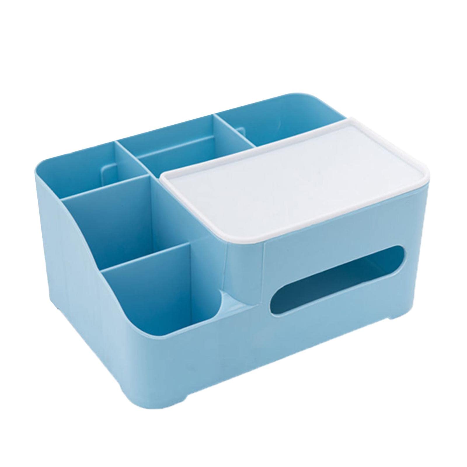 SM SunniMesh Rectangular Tissue Box Holder - Stylish Desktop Organizer for Remote Controls & Stationery | Blue Decorative Storage for Living Room & Dresser | Perfect for Home & Office Organization
