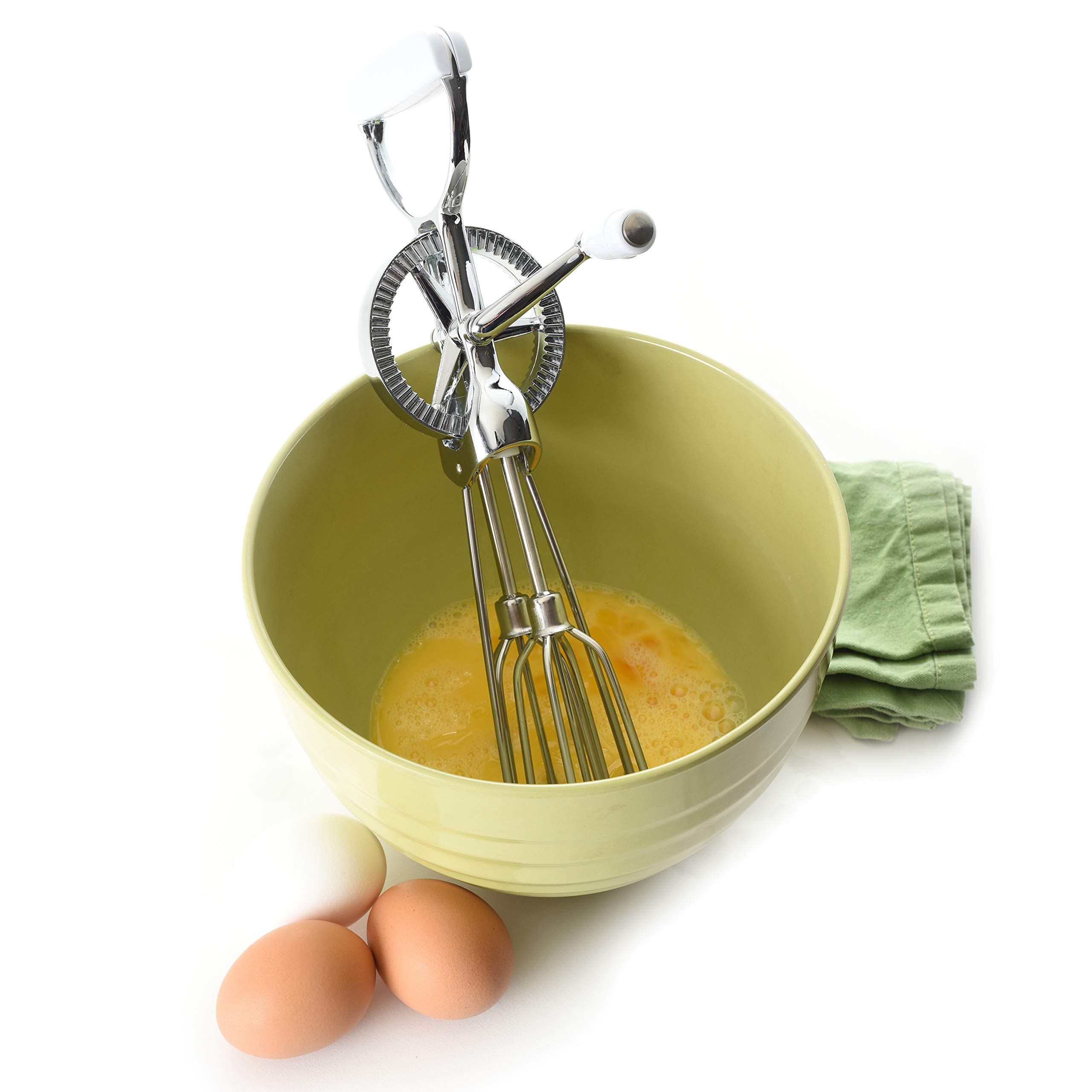 Norpro Classic Hand Crank Egg Beater - 12 Inch 18/10 Stainless Steel Whisk for Baking, Cooking & Mixing - Perfect for Eggs, Pancakes, Sauces & Desserts
