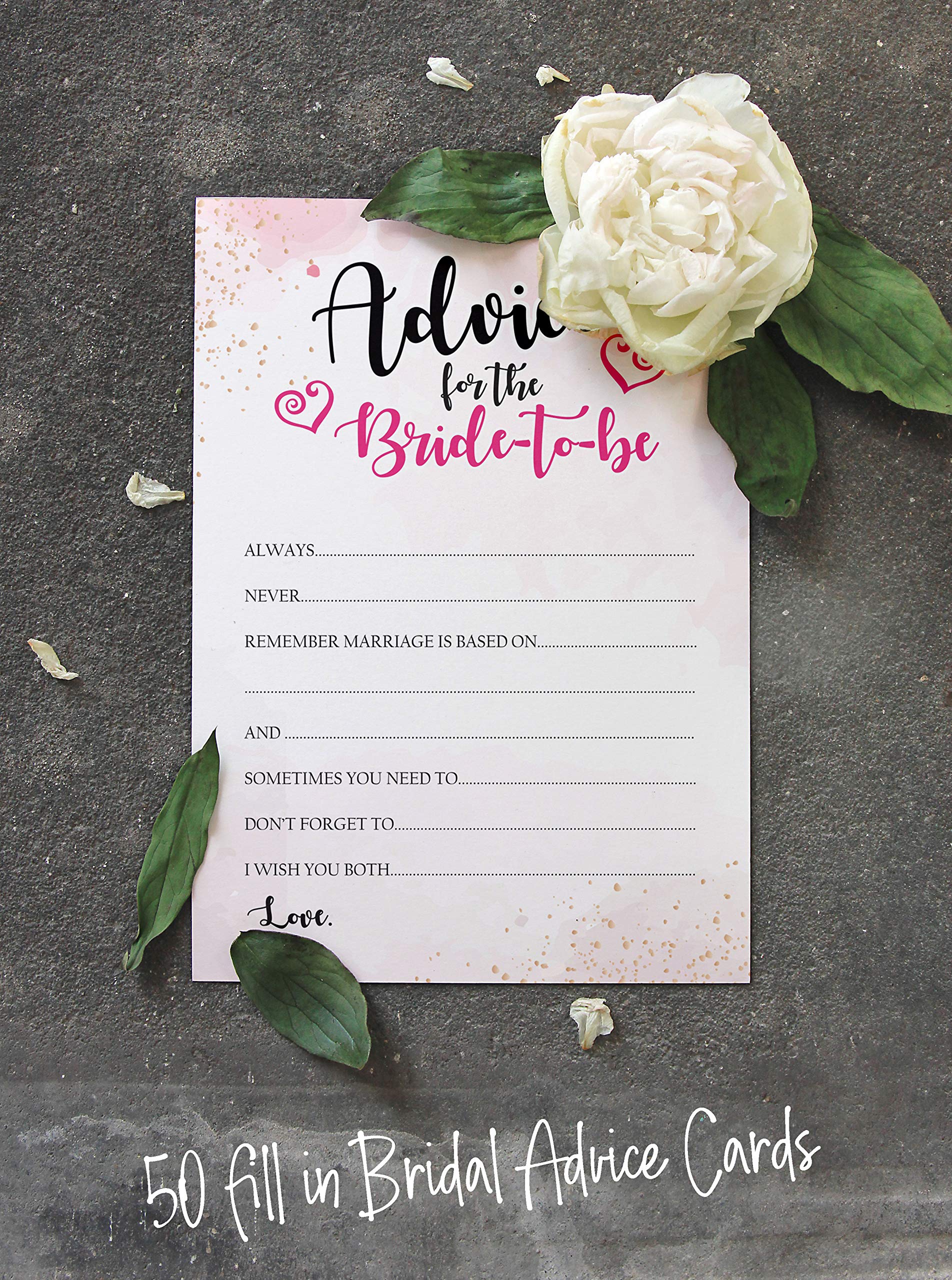 50 Watercolor Splash Bridal Shower Cards Set - Fun Wedding Activity Game for Bridesmaids & Guests - Perfect for Bachelorette Parties & Wedding Showers