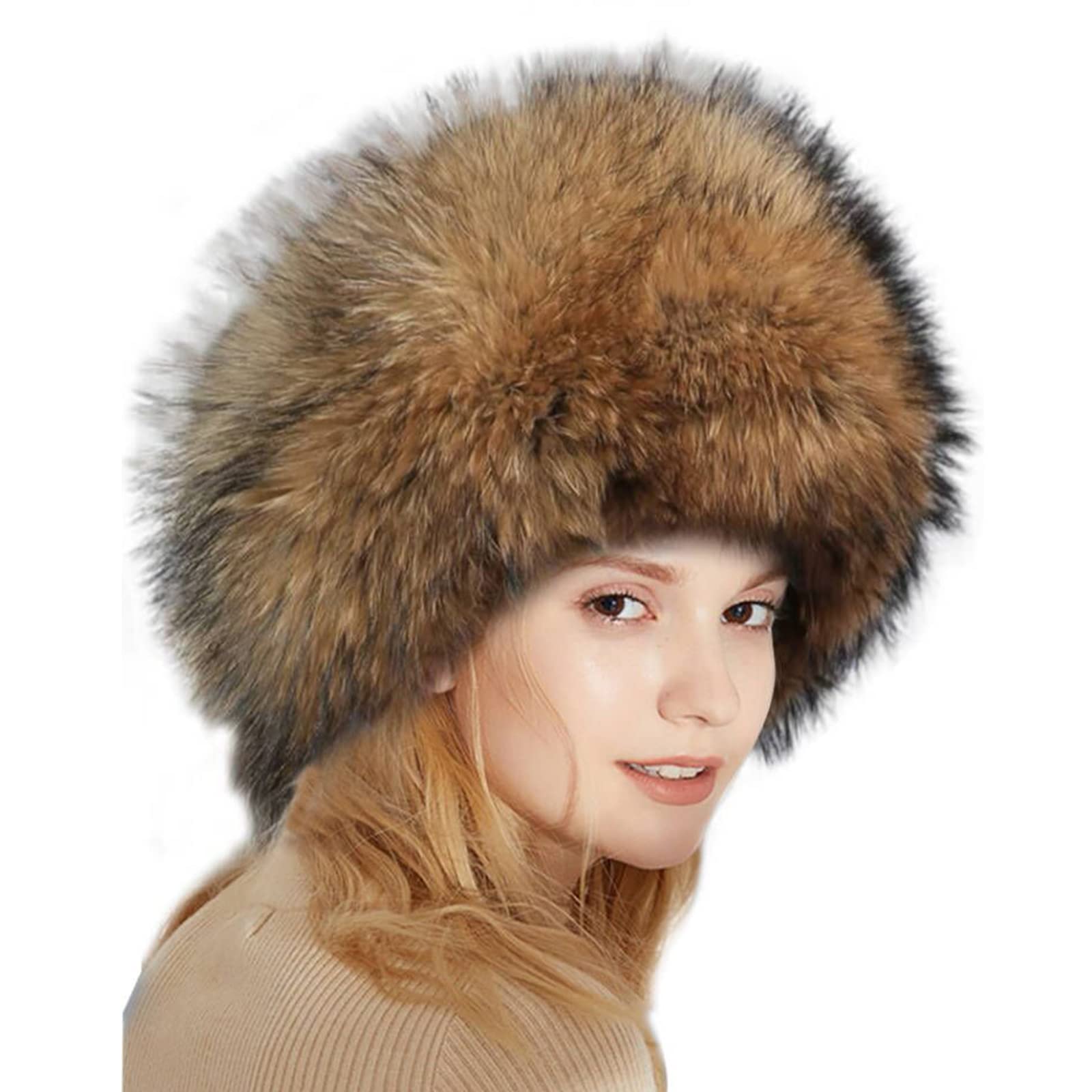 Valpeak Women's Russian Fox Fur Winter Hat - Real Fur, Fluffy & Fuzzy with Furry Tail - Warm Cold Weather Beanie for Outdoor Activities, Skiing, Snowboarding & Fashion