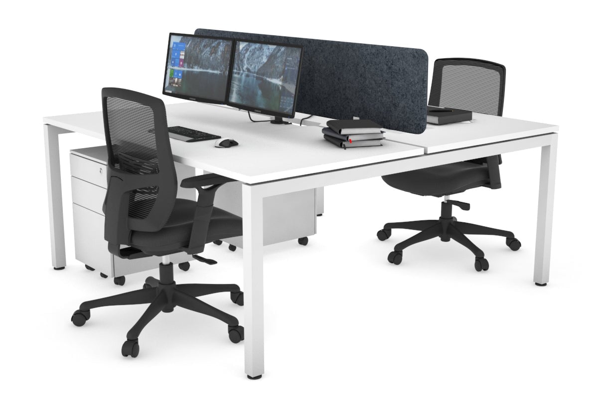 Quadro Square Legs 2 Person Office Workstation Desk - 1200L x 800W with Cable Management Scallop - Perfect for Shared Workspaces & Home Offices