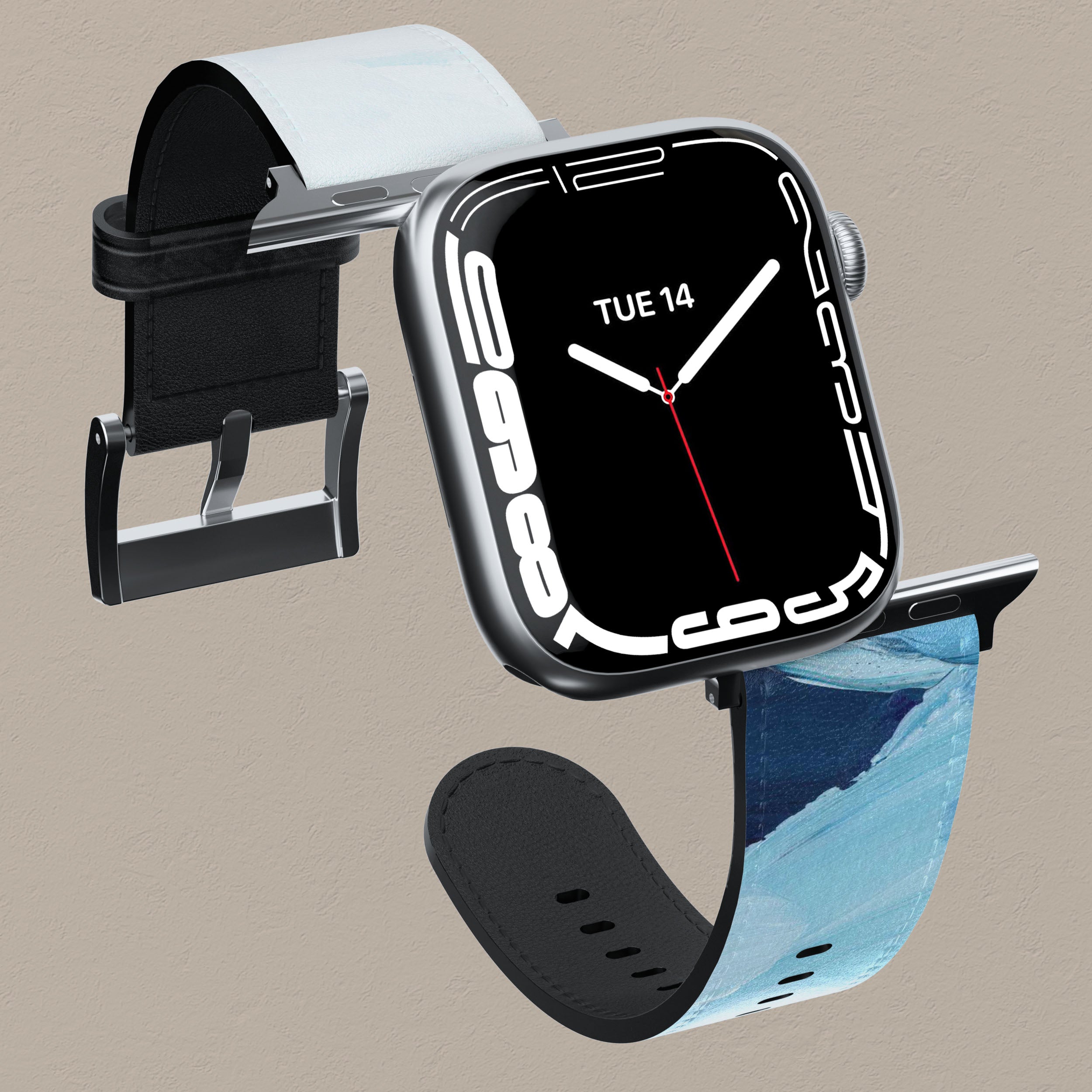 Premium Ocean Blue Paint Apple Watch Band - Soft Silicone Replacement Strap for Apple Watch Series 9/8/7/6/SE/5/4/3/2/1 - Perfect for Swimming, Running & Everyday Wear