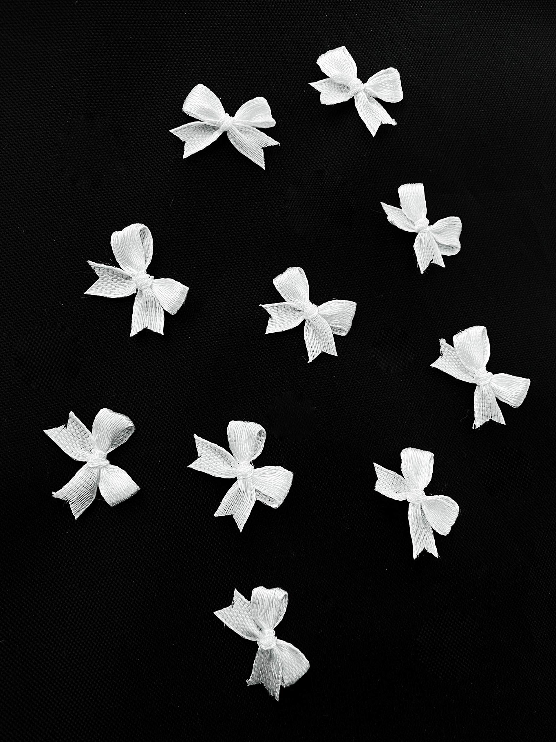 25-50pcs Mini White Satin Bows for Crafts - Small Fabric Bows for Card Making, Wedding Decorations, DIY Projects & Gift Wrapping - Perfect for Scrapbooking, Party Favors and Home Decor
