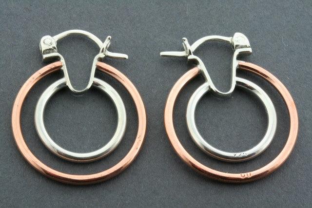 Copper & Silver Double Hoop Earrings for Women - Trendy Boho Jewelry for Everyday Wear & Special Occasions