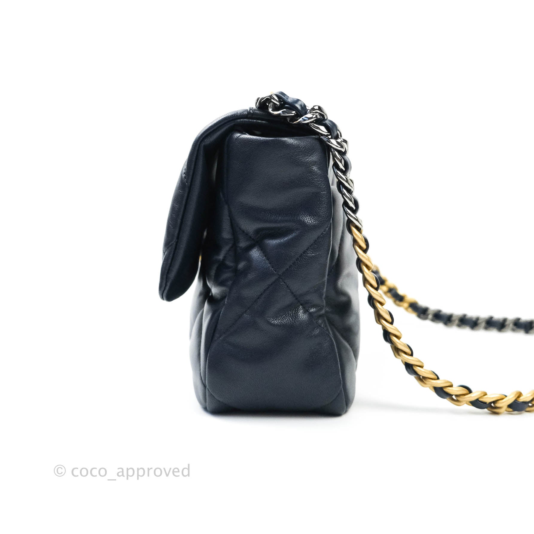 Chanel 19 Medium Flap Bag in Navy Goatskin Leather with Mixed Hardware - Luxury Designer Handbag for Women, Perfect for Work, Travel & Evening Events